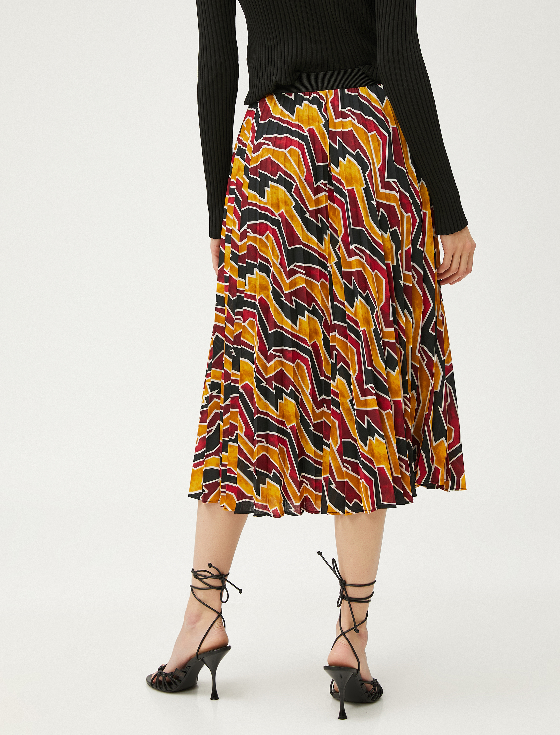   Pilili Midi Etek Beli Lastikli