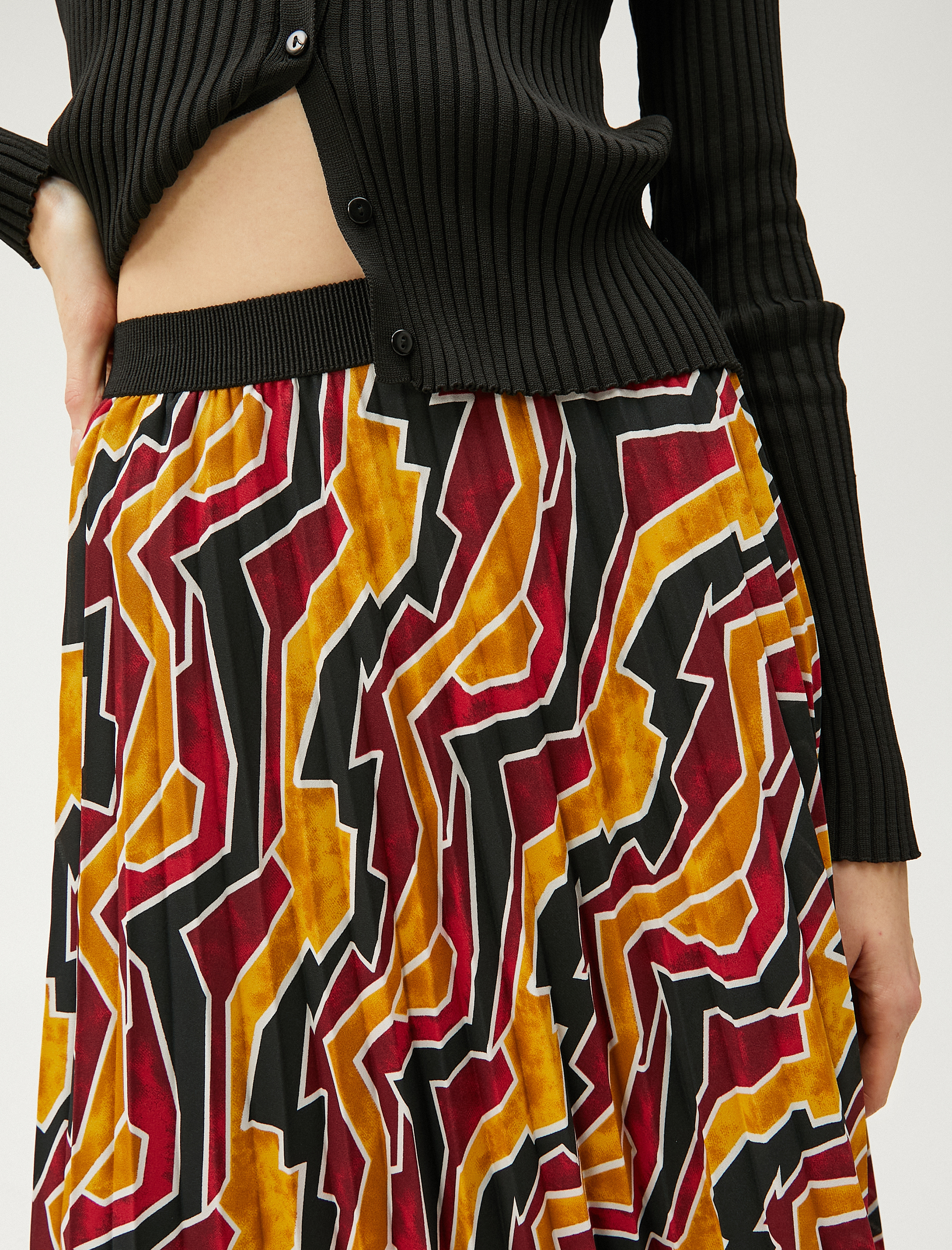   Pilili Midi Etek Beli Lastikli