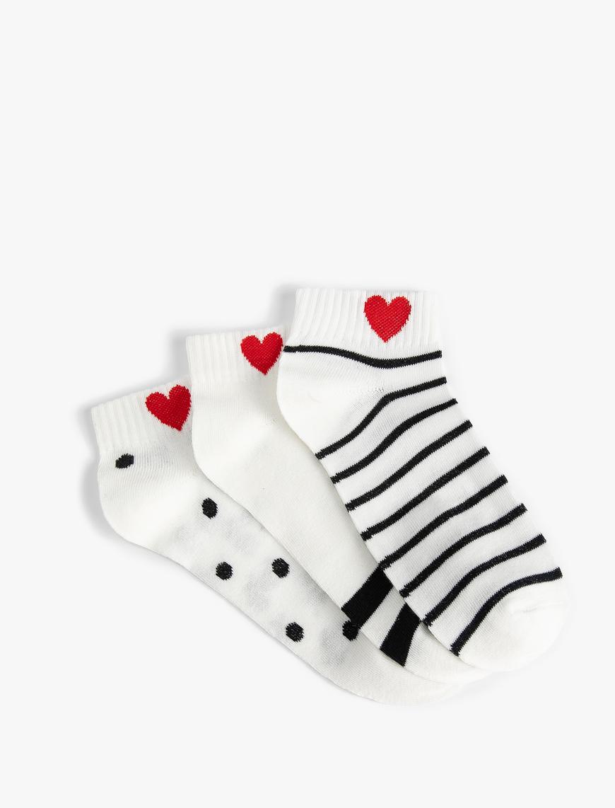  Kadın Kalpli 3'lü Patik Çorap Seti