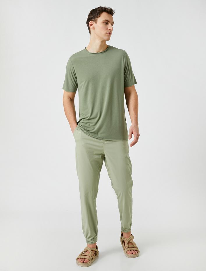  Chino Jogger Pantolon Beli Bağcıklı Cep Detaylı Pamuklu