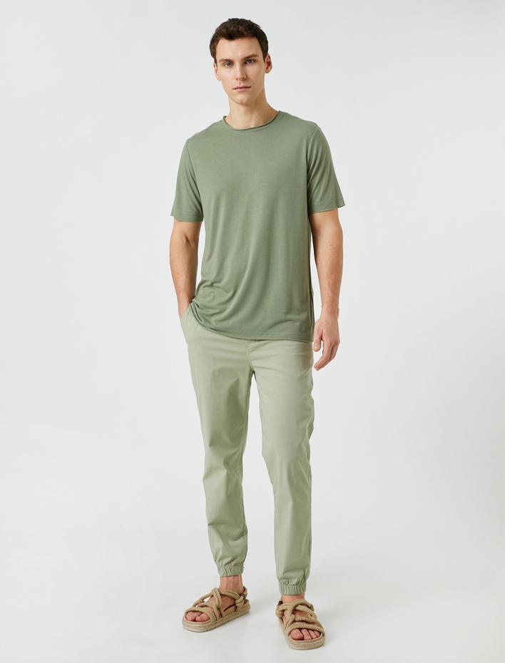  Chino Jogger Pantolon Beli Bağcıklı Cep Detaylı Pamuklu