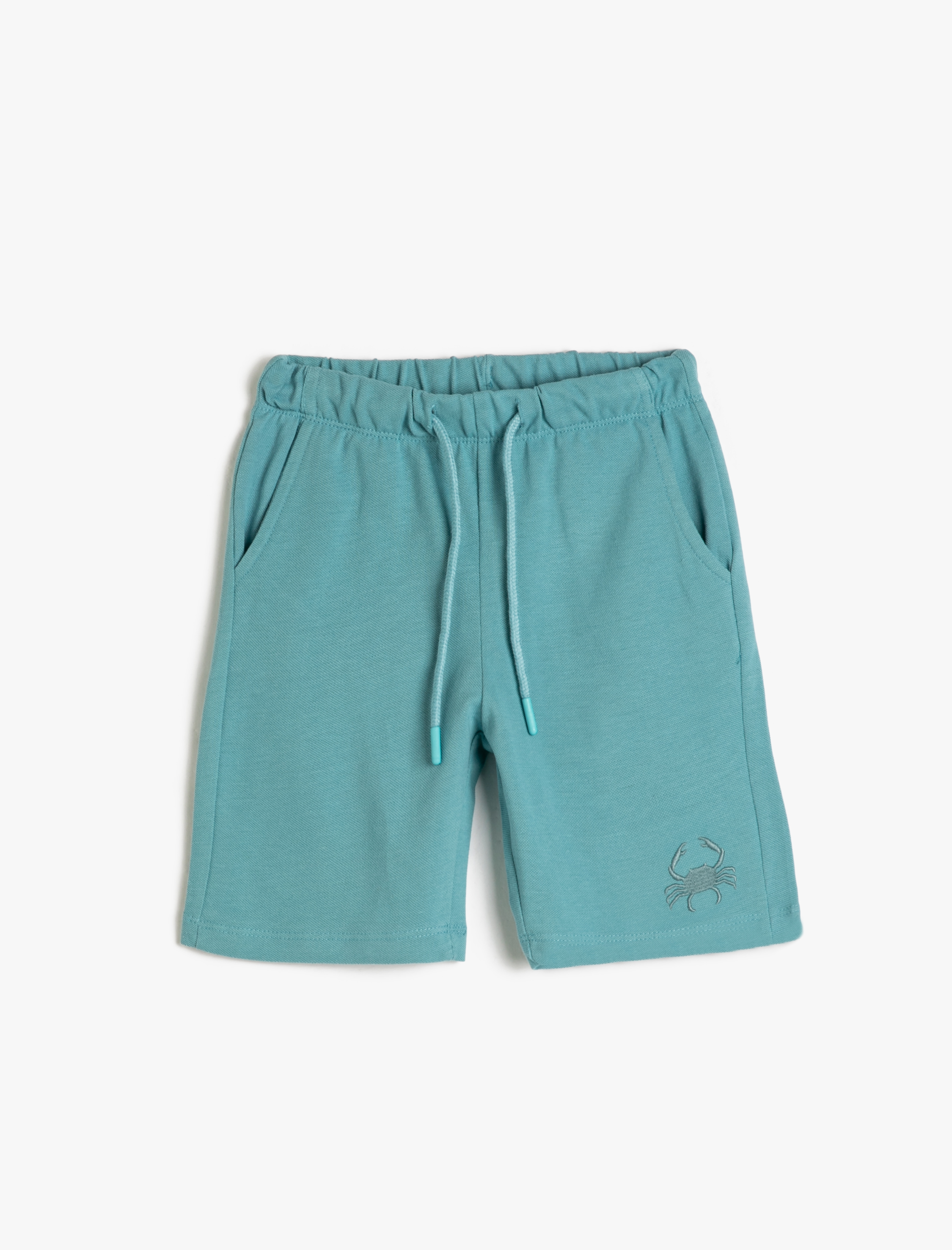  Erkek Çocuk Basic Şort Beli Bağlamalı Cepli Yengeç İşleme Detaylı