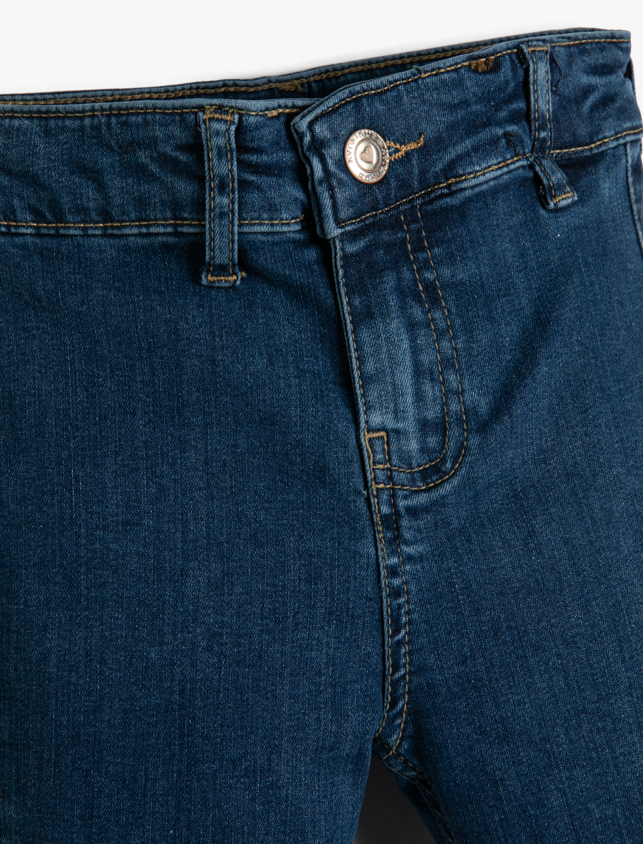  Kız Çocuk Jean Tayt Pamuklu Beli Ayarlanabilir Lastikli