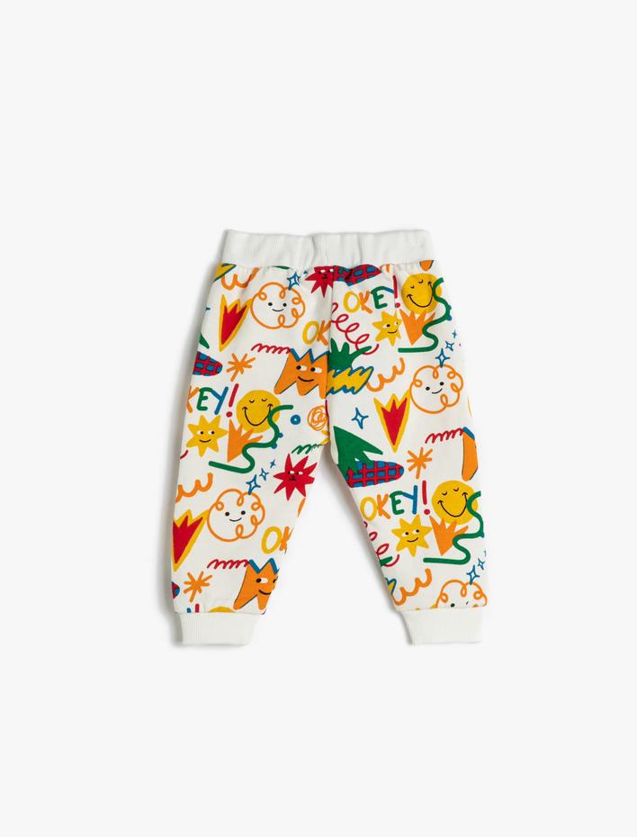 Erkek Bebek Eşofman Altı Jogger Beli Bağlamalı Baskılı Pamuklu Şardonlu