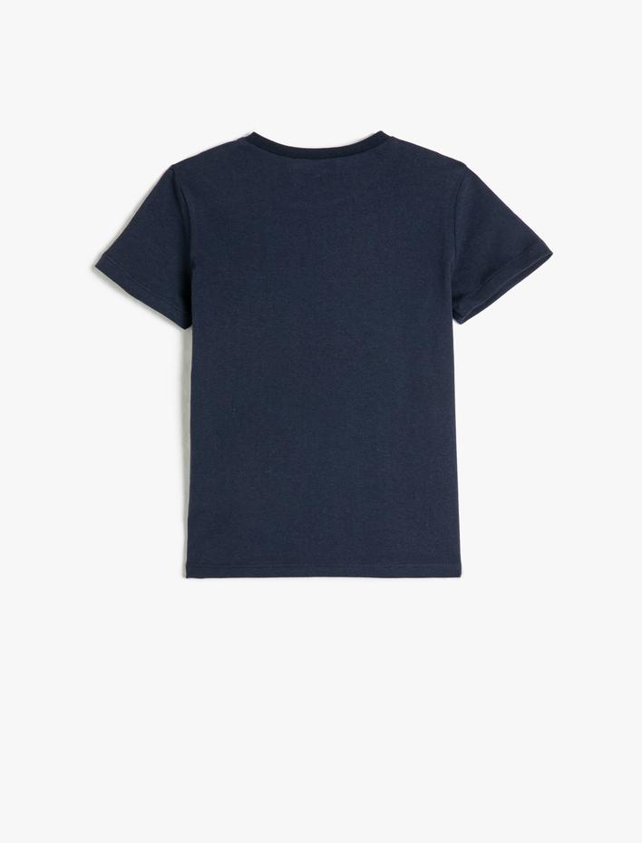 Erkek Çocuk Kaplan Baskılı Kısa Kollu Tişört Bisiklet Yaka Pamuklu