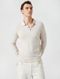 Basic Polo Kazak Düğmeli Uzun Kollu