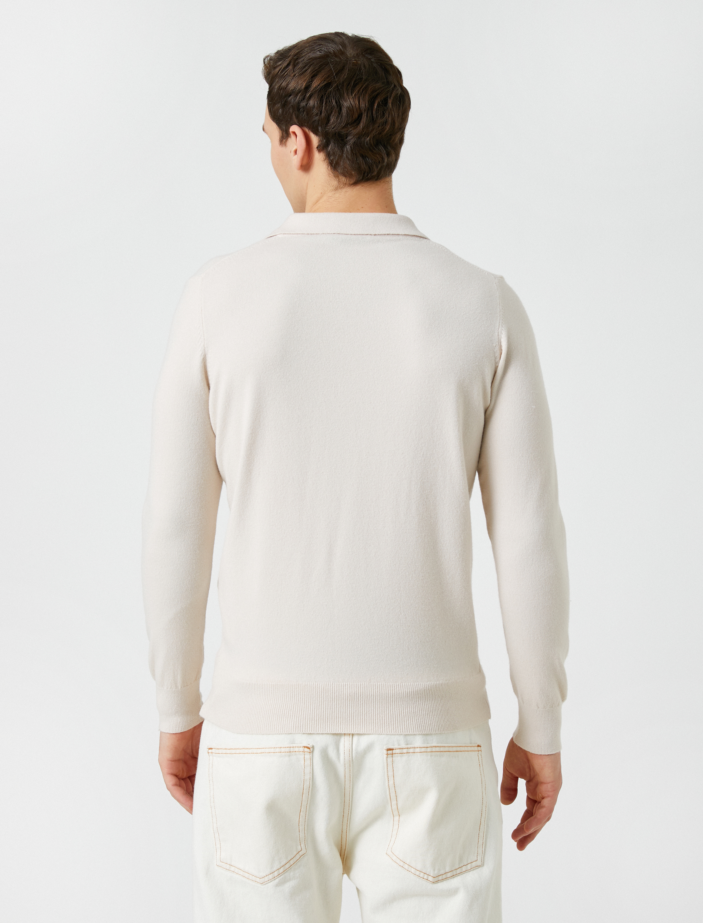   Basic Polo Kazak Düğmeli Uzun Kollu