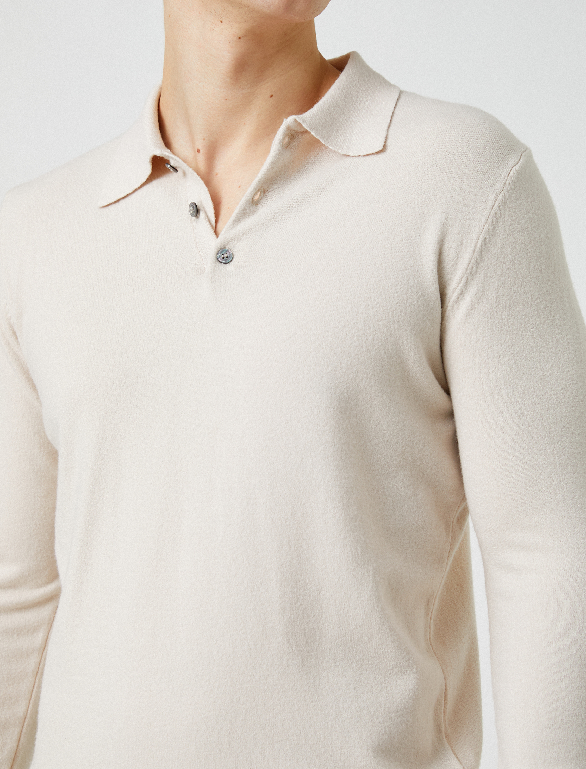   Basic Polo Kazak Düğmeli Uzun Kollu