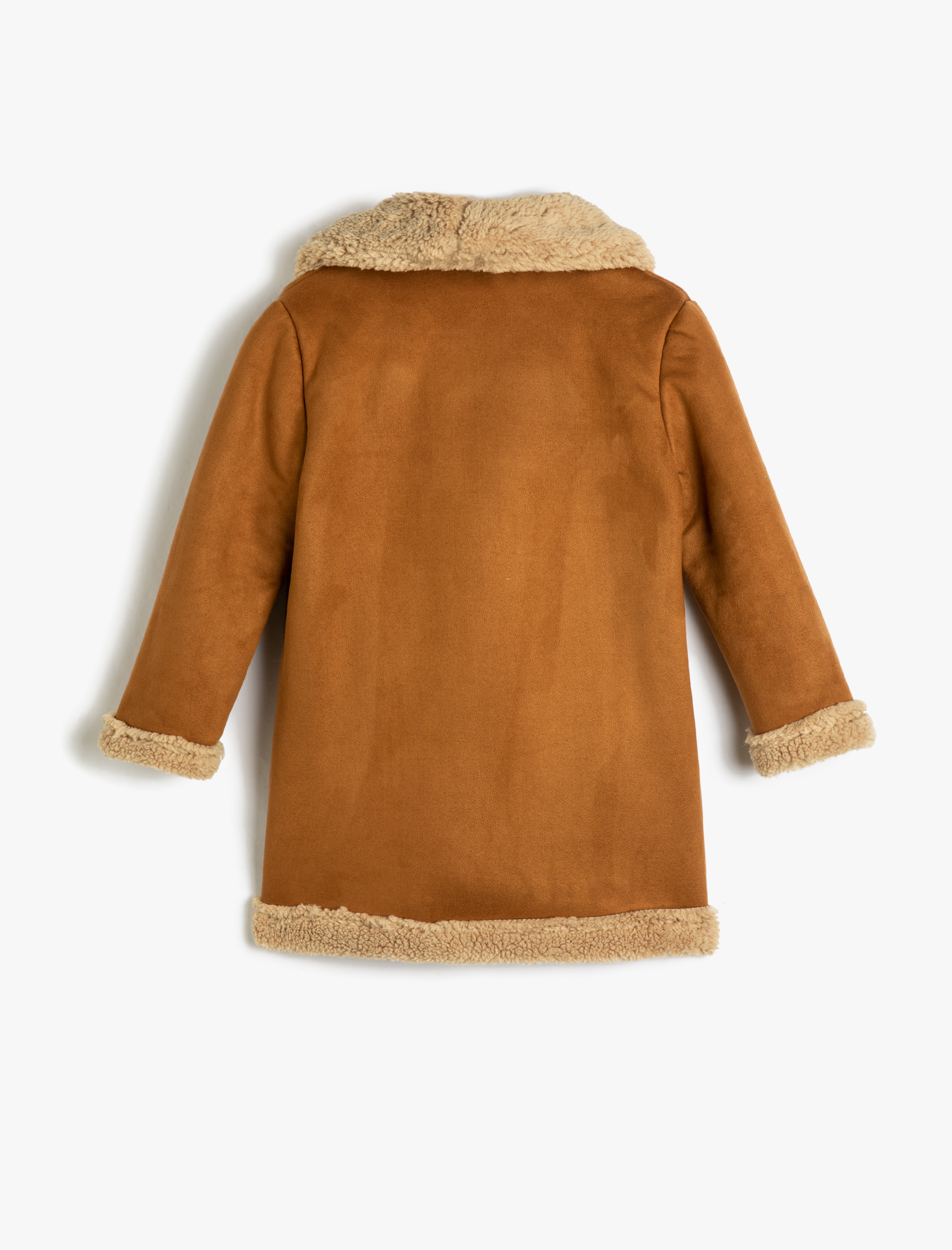  Kız Çocuk Mont Süet Görünümlü Peluş Astarlı Cepli