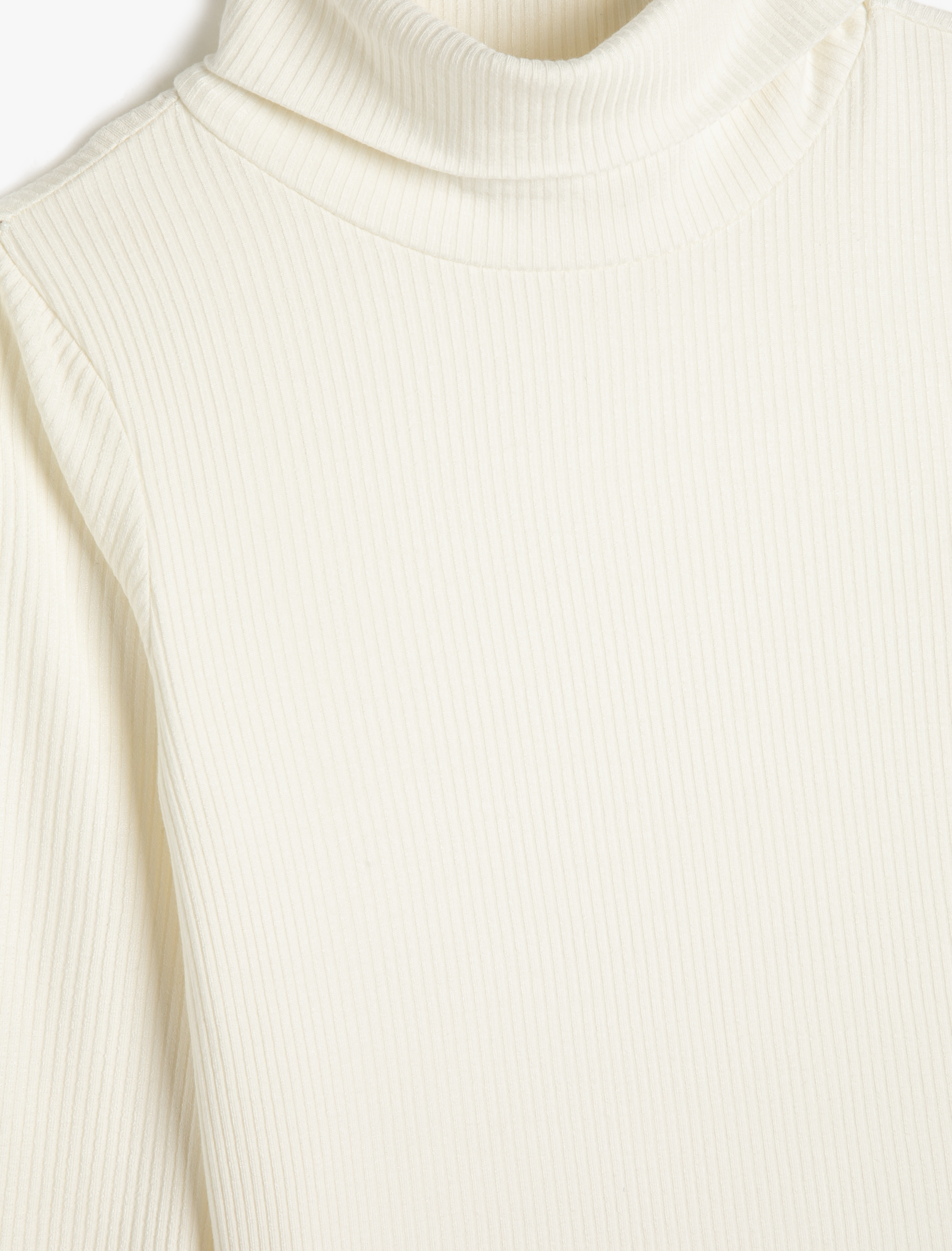  Kız Çocuk Balıkçı Yaka Tişört Uzun Kollu Fitilli