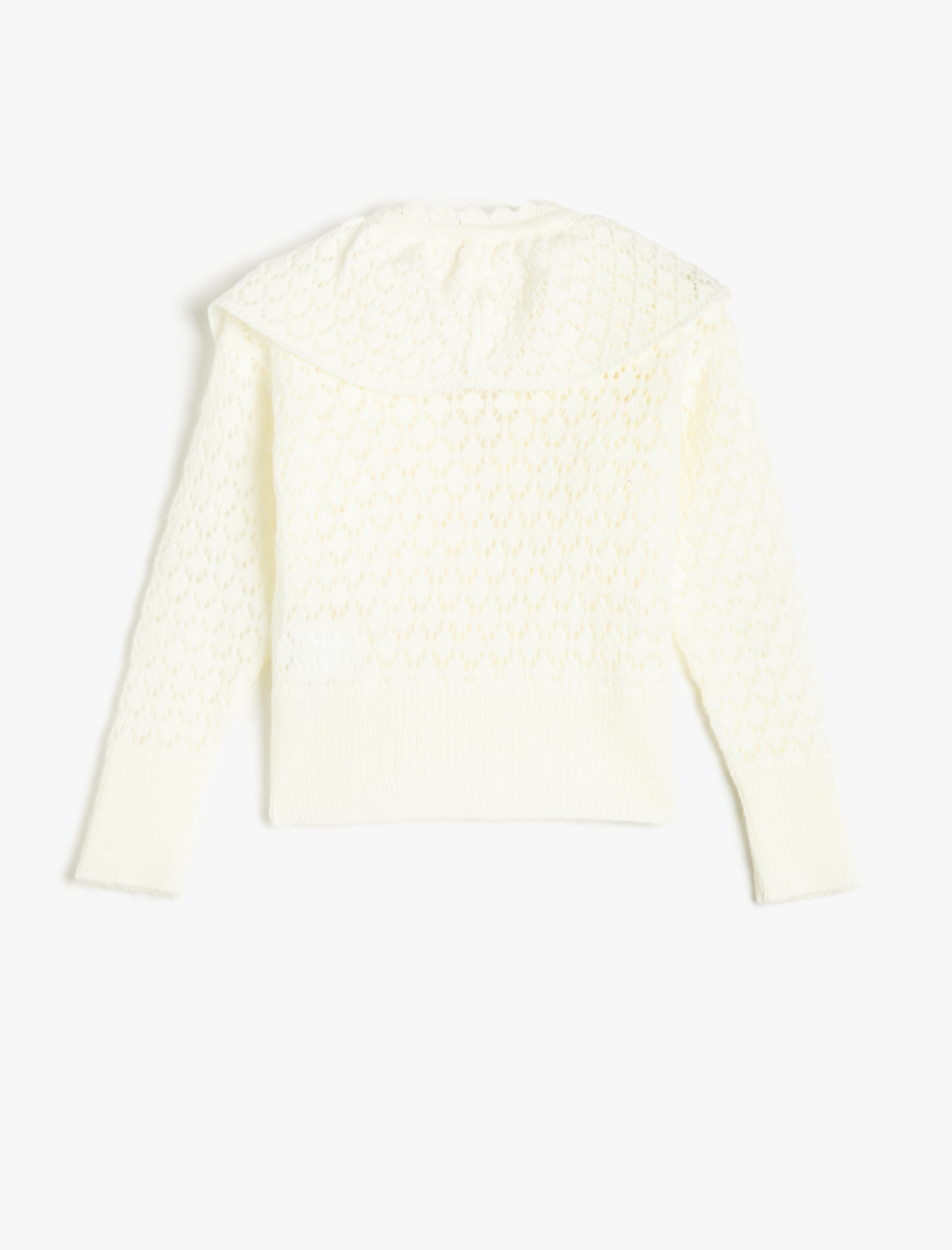  Kız Çocuk Hırka Geniş Bebe Yaka Fırfırlı Ajurlu Düğmeli