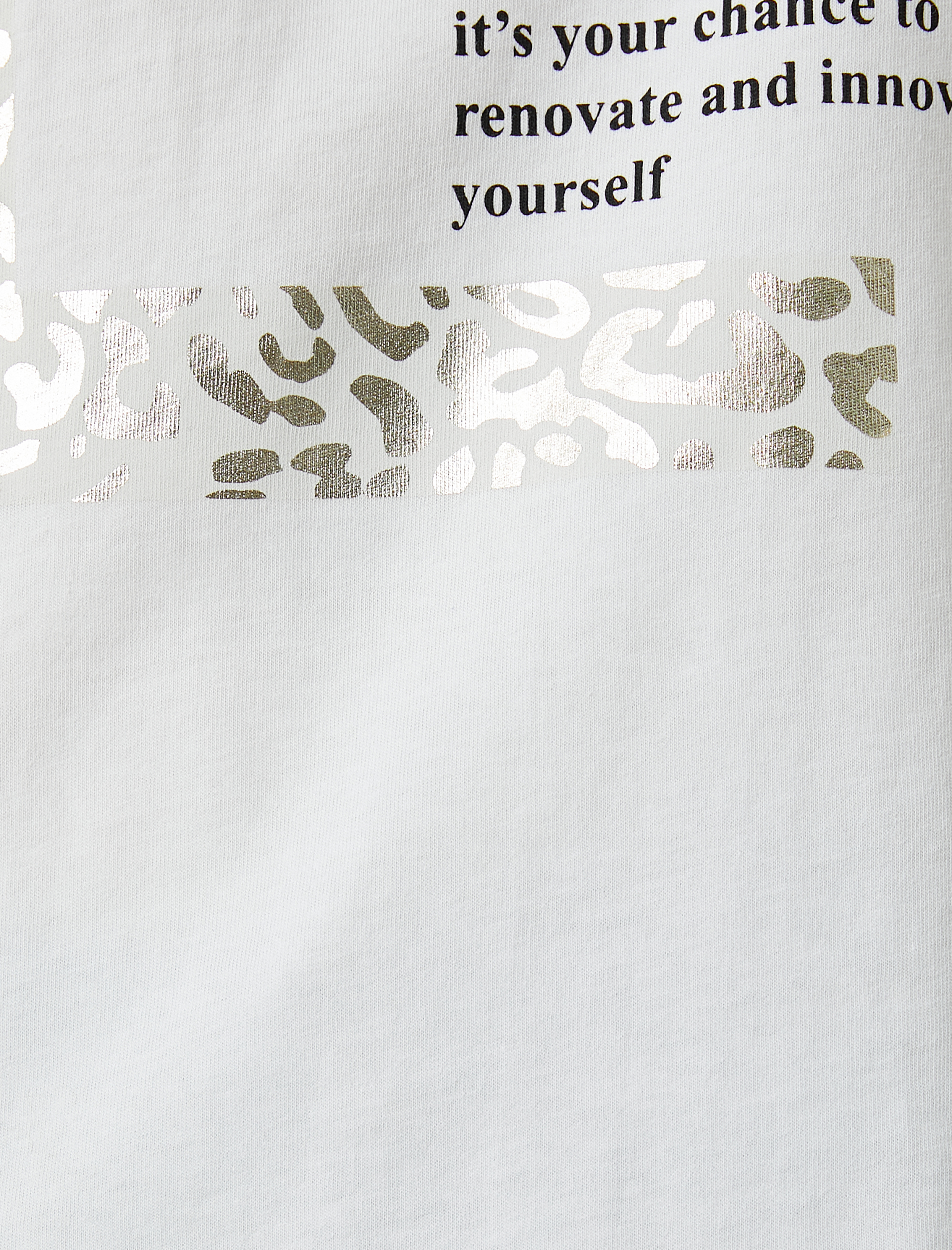   Parlak Yazı Baskılı Tişört Kısa Kollu Pamuklu