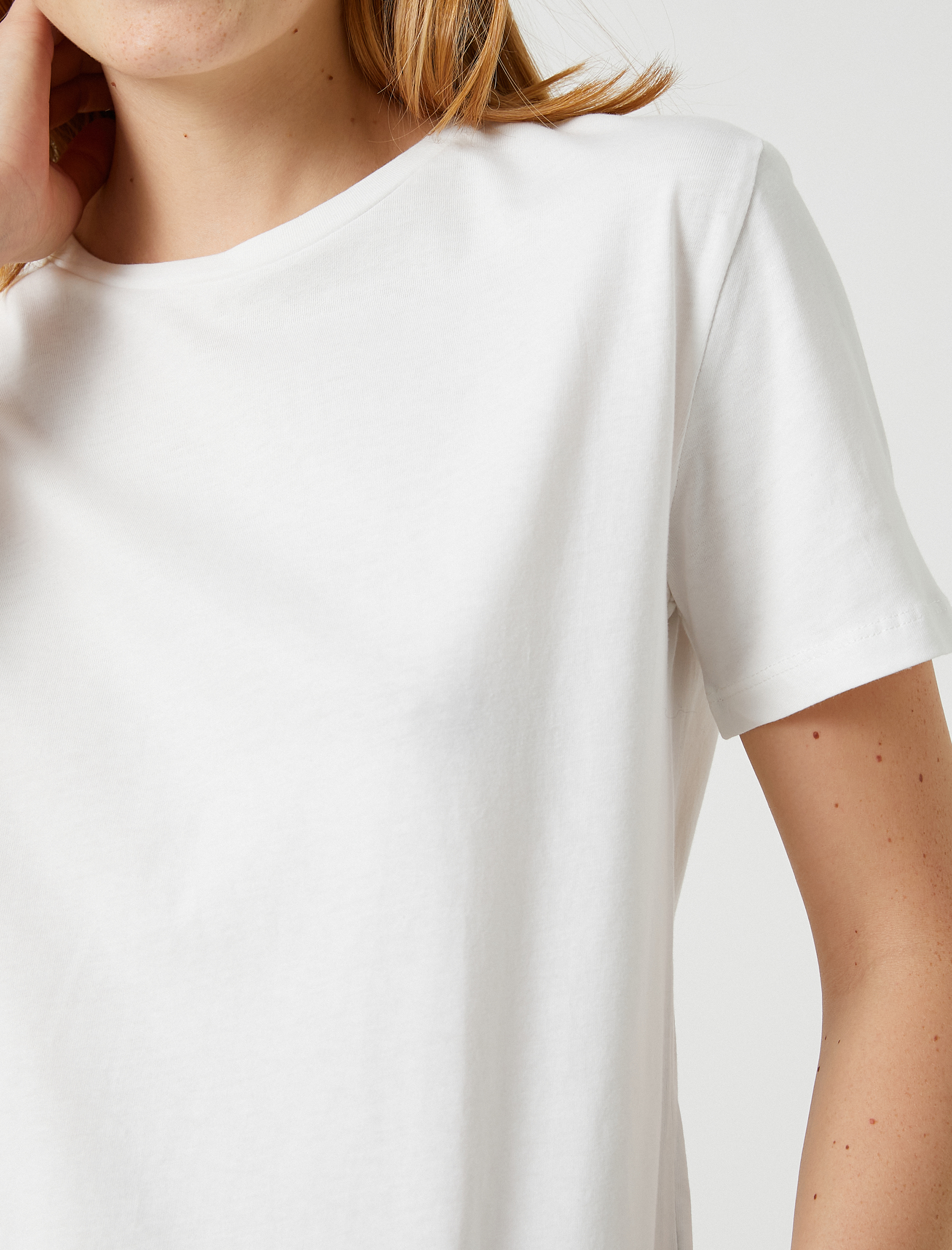   Basic Tişört Pamuklu Bisiklet Yaka Kısa Kollu