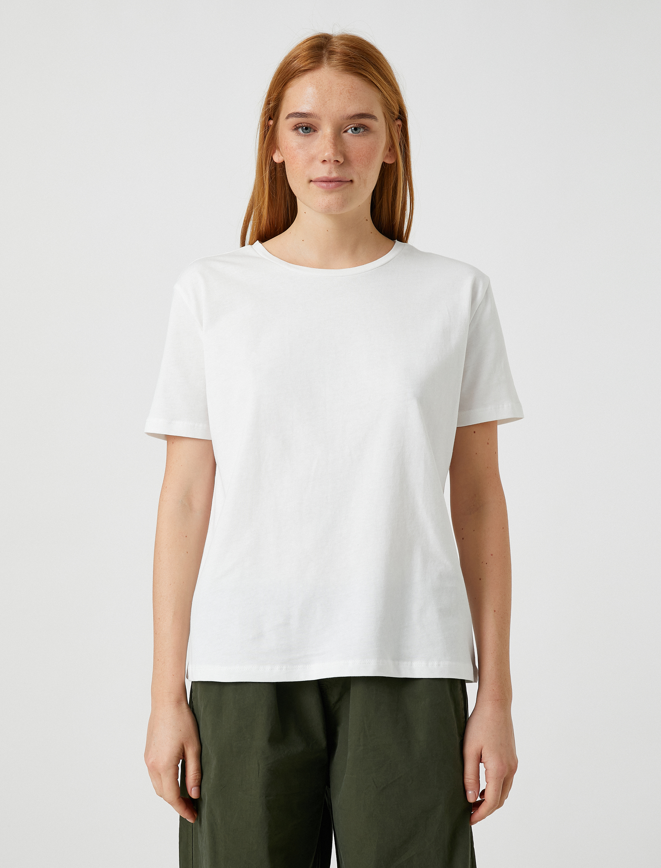   Basic Tişört Pamuklu Bisiklet Yaka Kısa Kollu