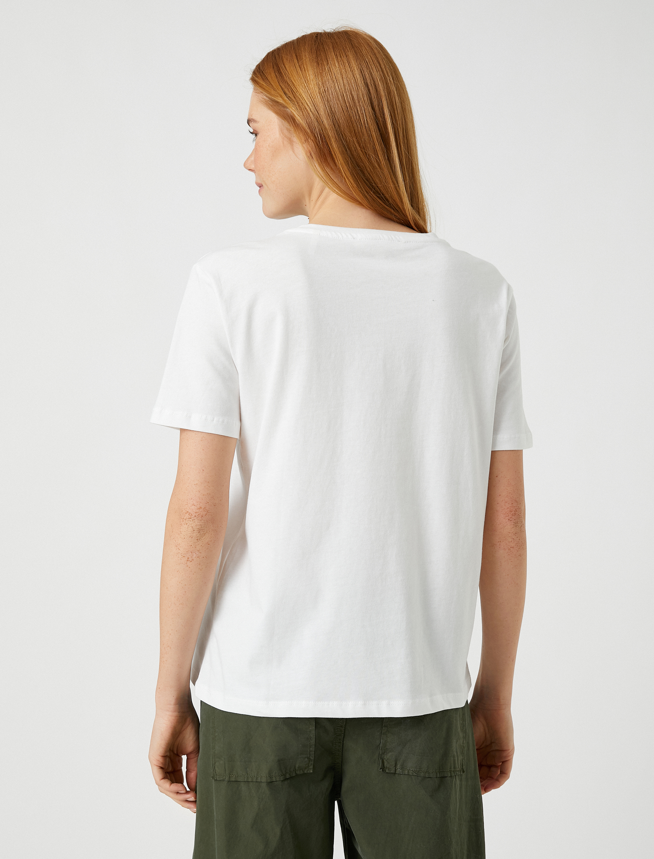   Basic Tişört Pamuklu Bisiklet Yaka Kısa Kollu