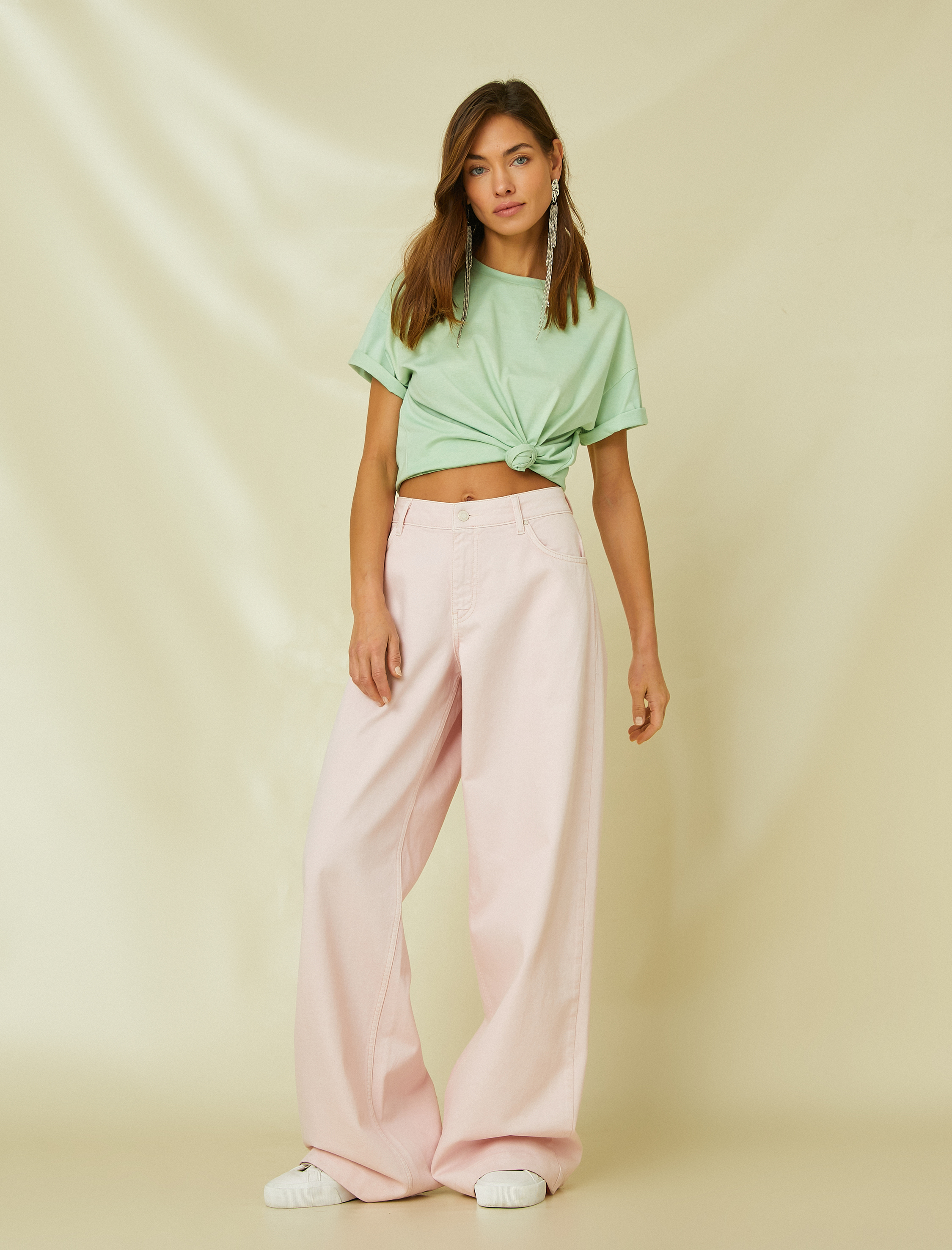   Düz Paça Kot Pantolon Yüksek Bel