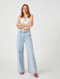 Yüksek Bel Kot Pantolon Ekstra Geniş Paça - Bianca Jeans