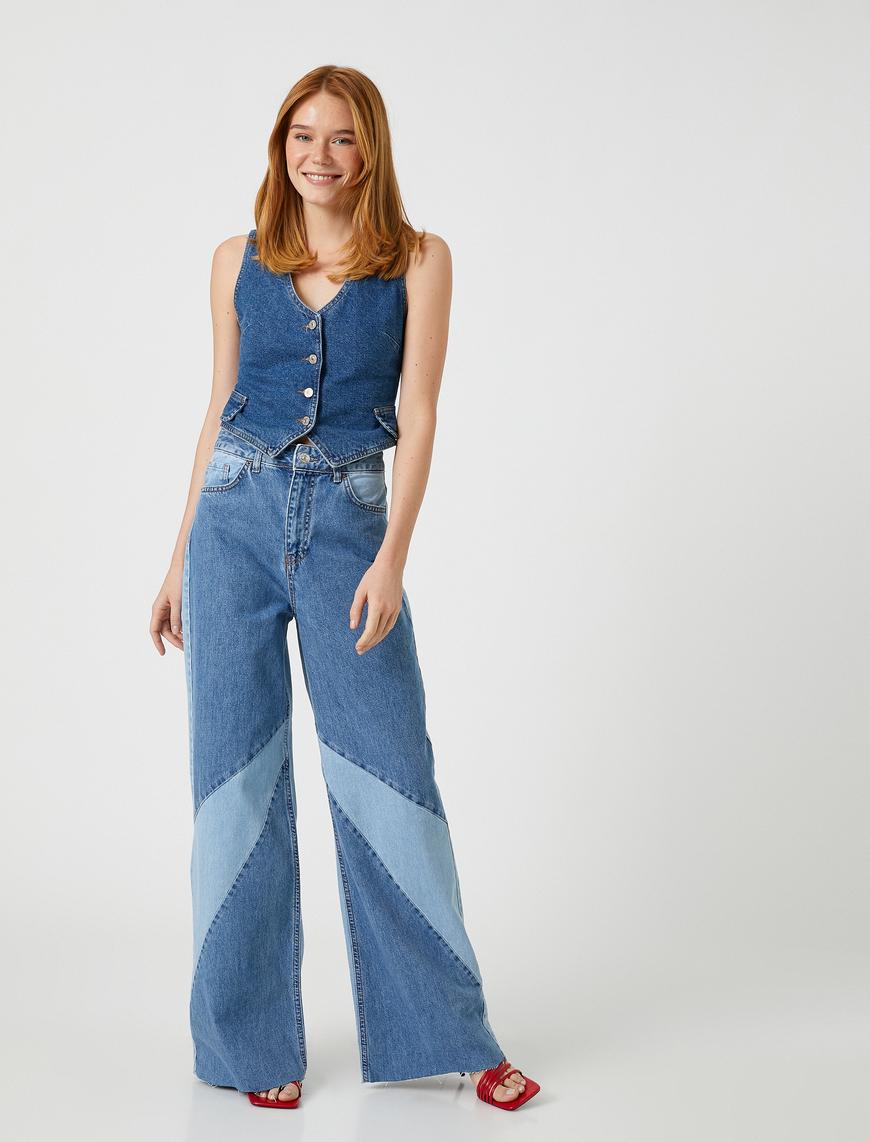   Yüksek Bel Kot Pantolon Ekstra Geniş Paça - Bianca Jeans