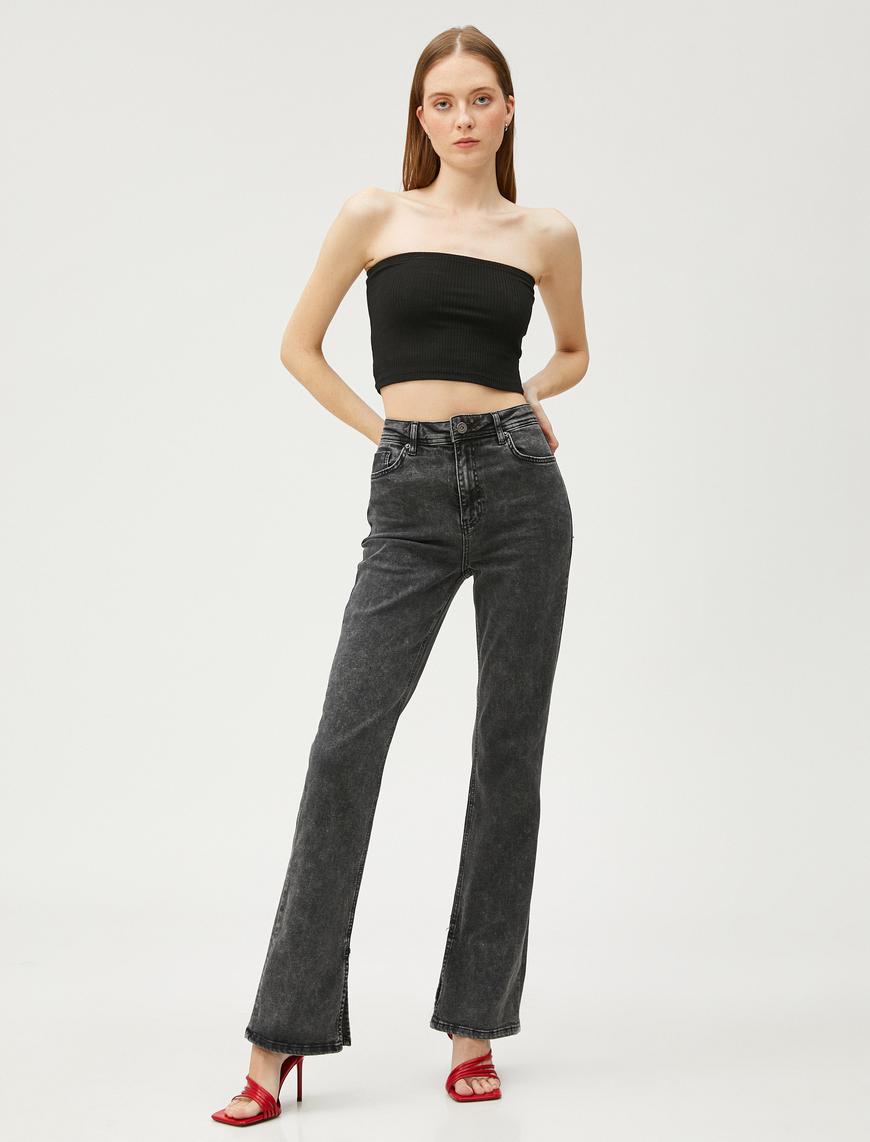   Hafif İspanyol Paça Kot Pantolon Dar Kesim - Victoria Jeans