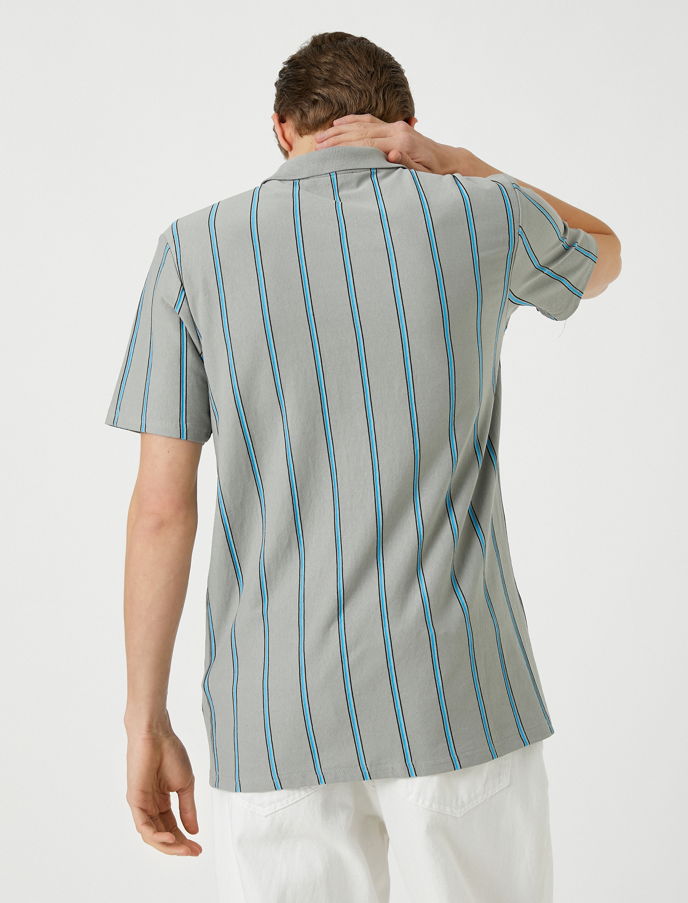 Polo Yaka Tişört Slim Fit Düğme Detaylı Pamuklu
