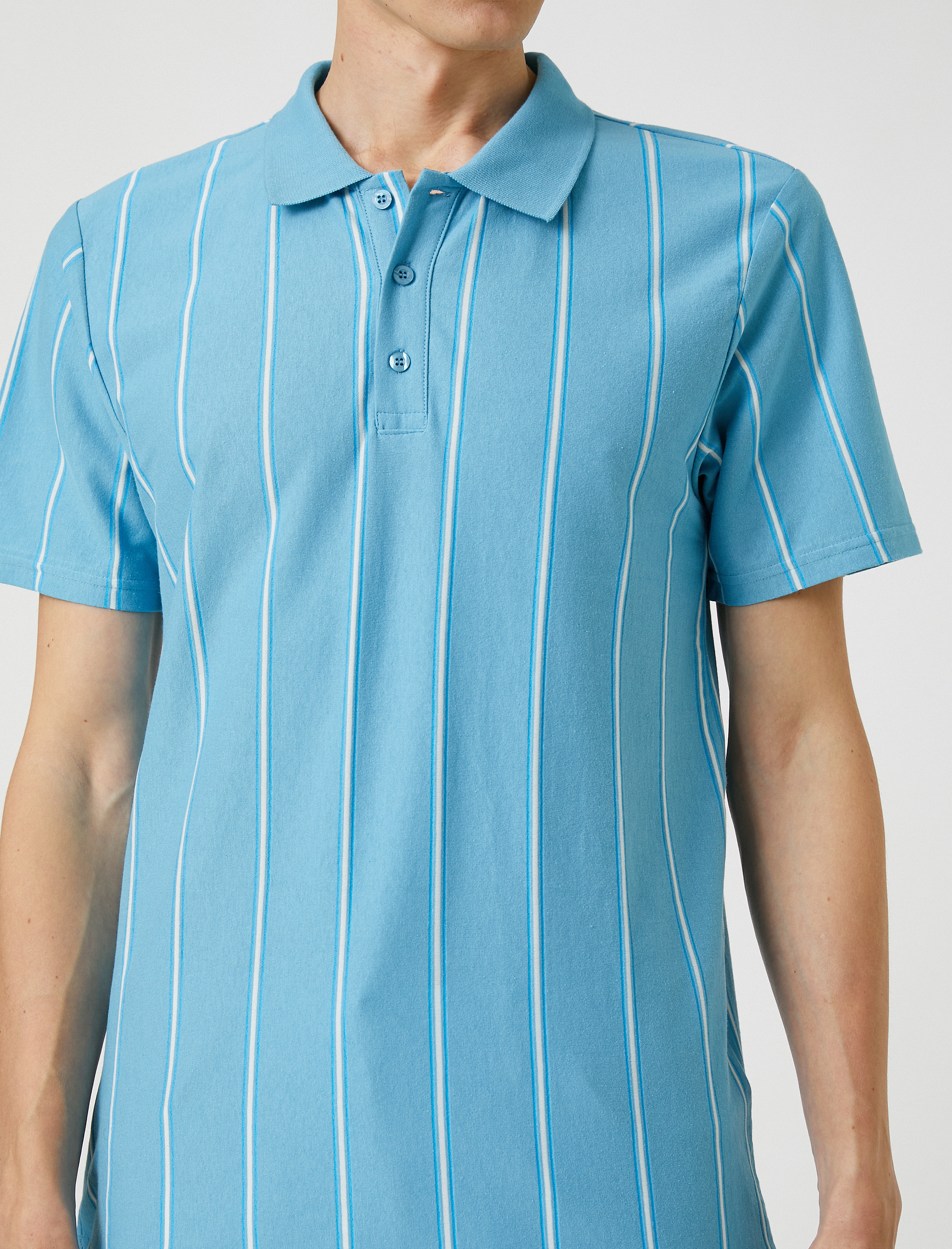   Polo Yaka Tişört Slim Fit Düğme Detaylı Pamuklu