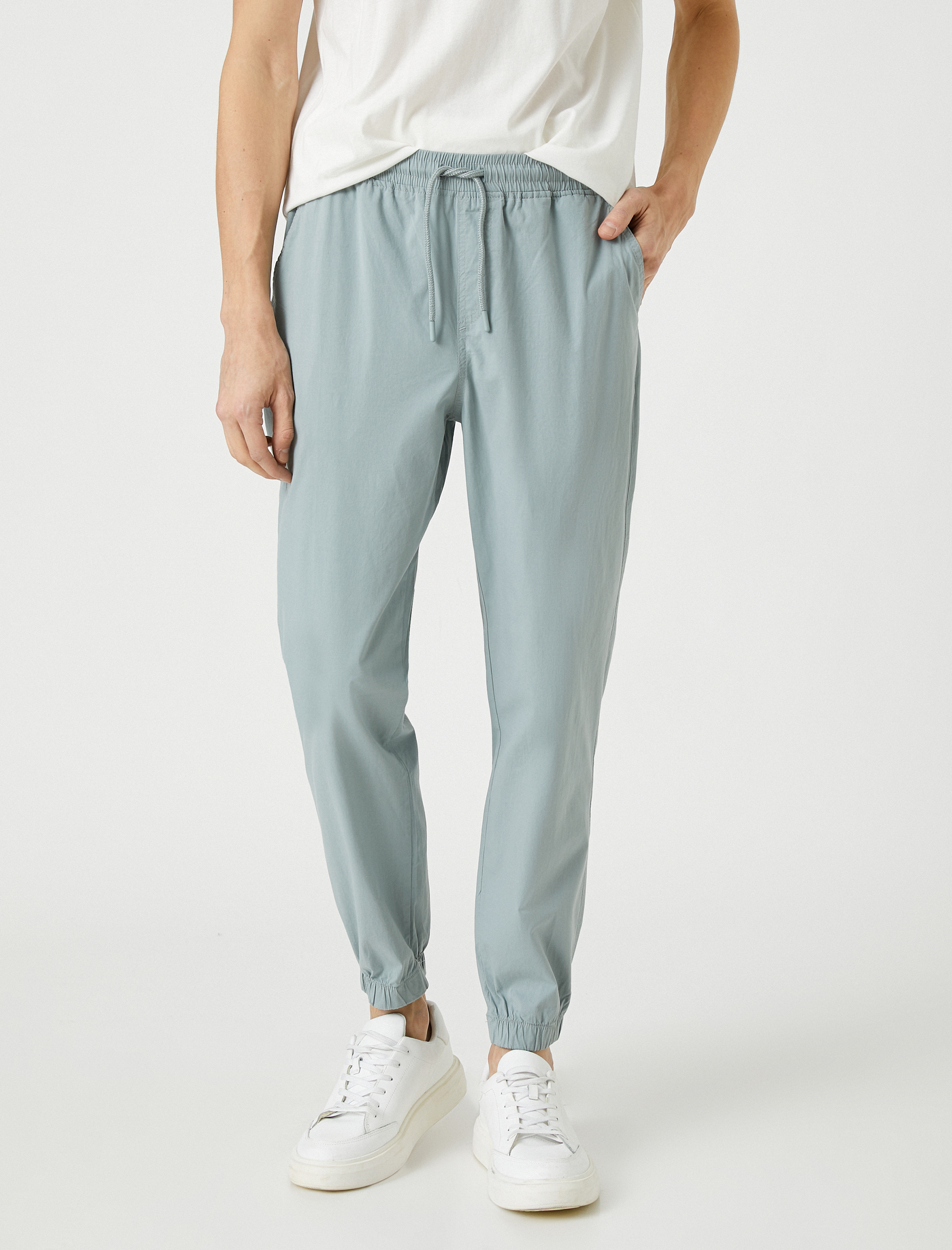   Chino Jogger Pantolon Beli Bağcıklı Cep Detaylı Pamuklu