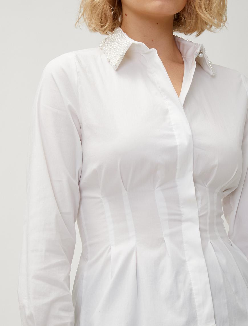   Rachel Araz X Koton - Korse Detaylı İnci İşlemeli Gömlek