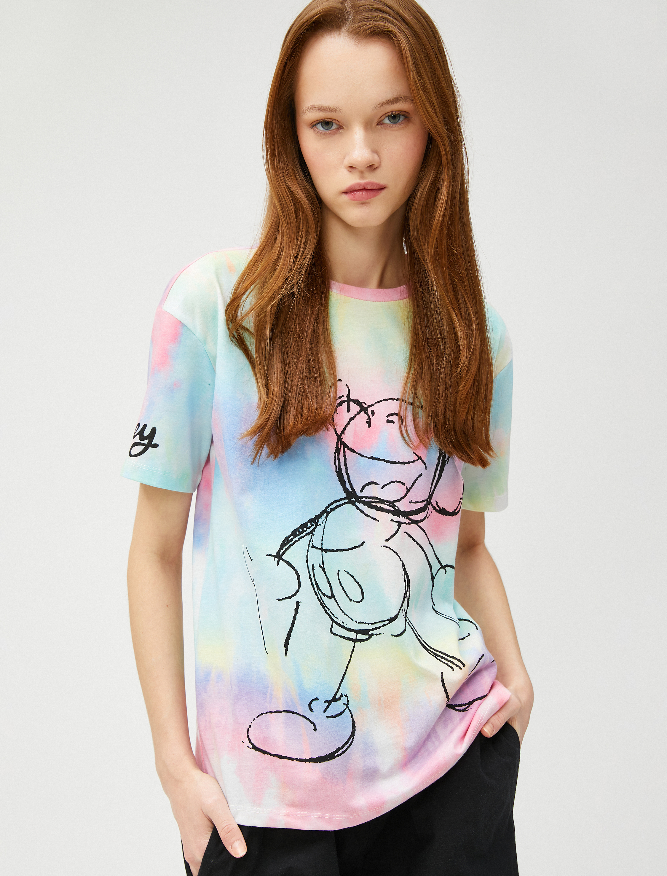   Mickey Mouse Tişört Lisanslı Bisiklet Yaka Kısa Kollu