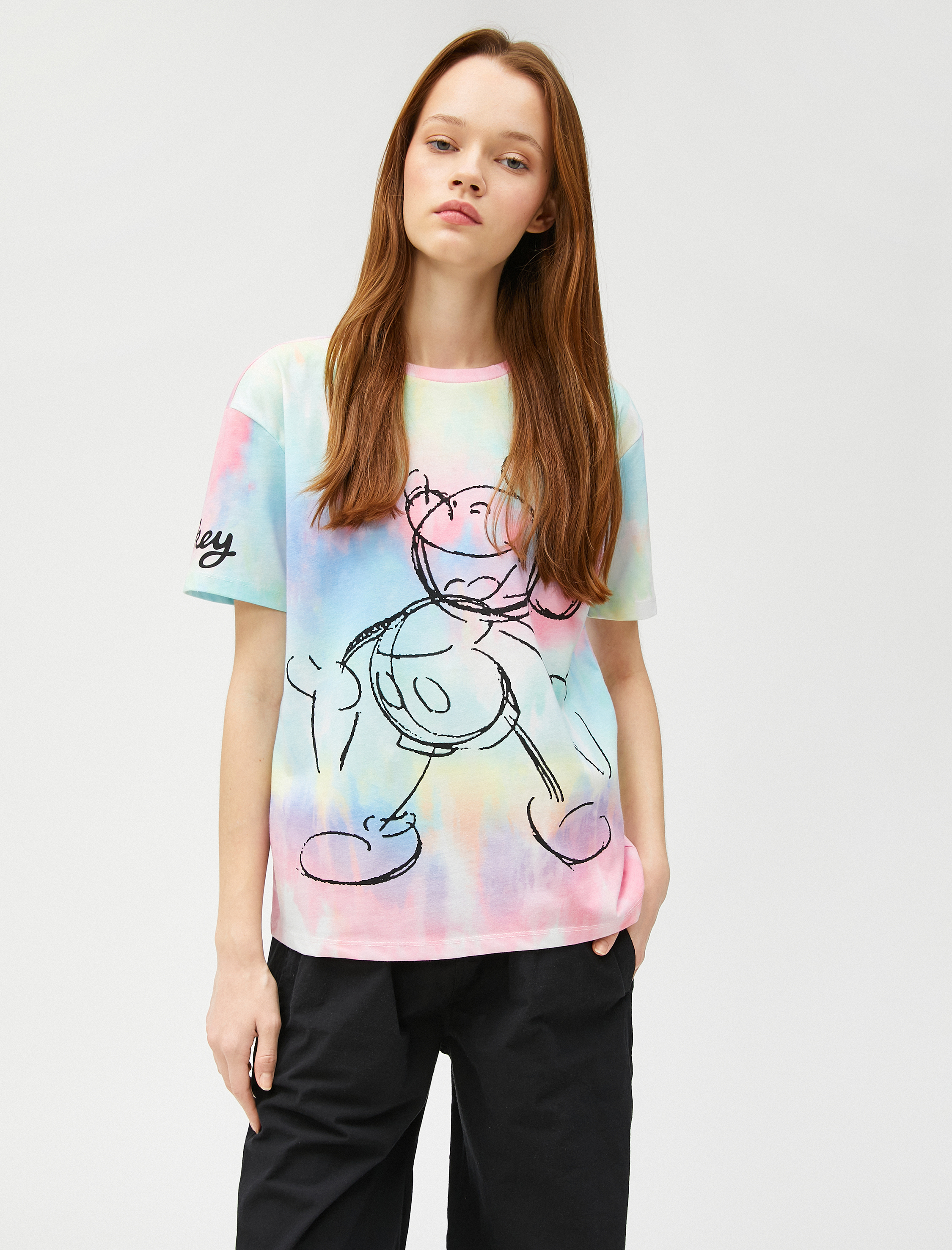   Mickey Mouse Tişört Lisanslı Bisiklet Yaka Kısa Kollu