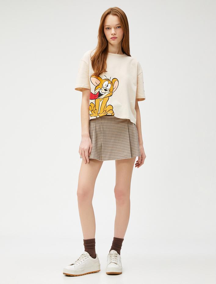  Tom ve Jerry Tişört Kısa Kollu Lisanslı Bisiklet Yaka Pamuklu