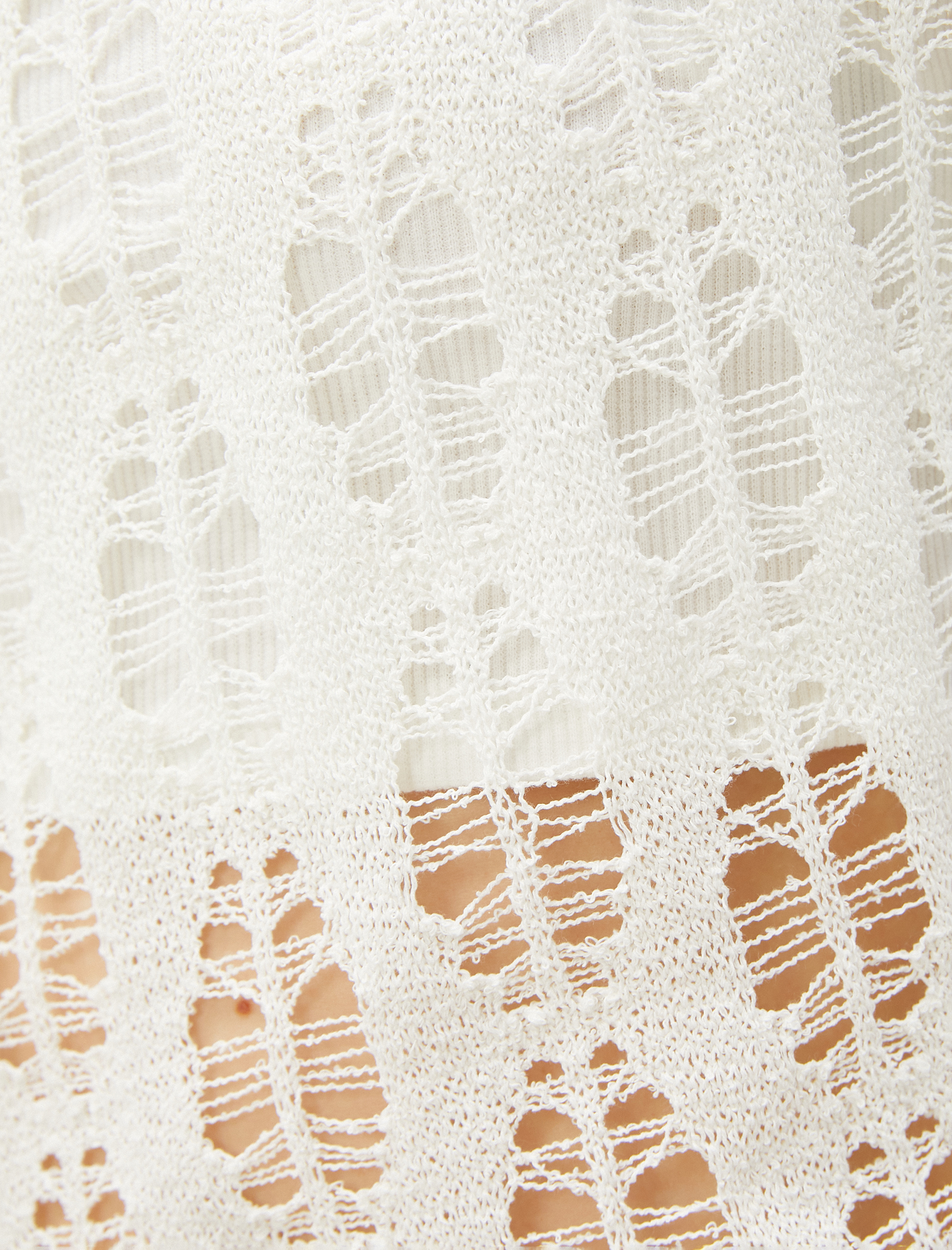   Uzun Kollu Tişört File Crop Bisiklet Yaka Ajurlu