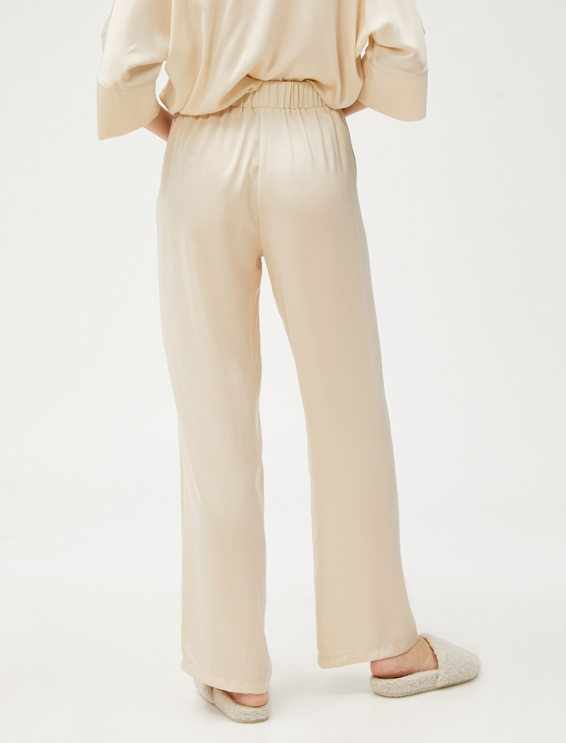   Saten Pijama Altı Beli Lastikli Düz Paça