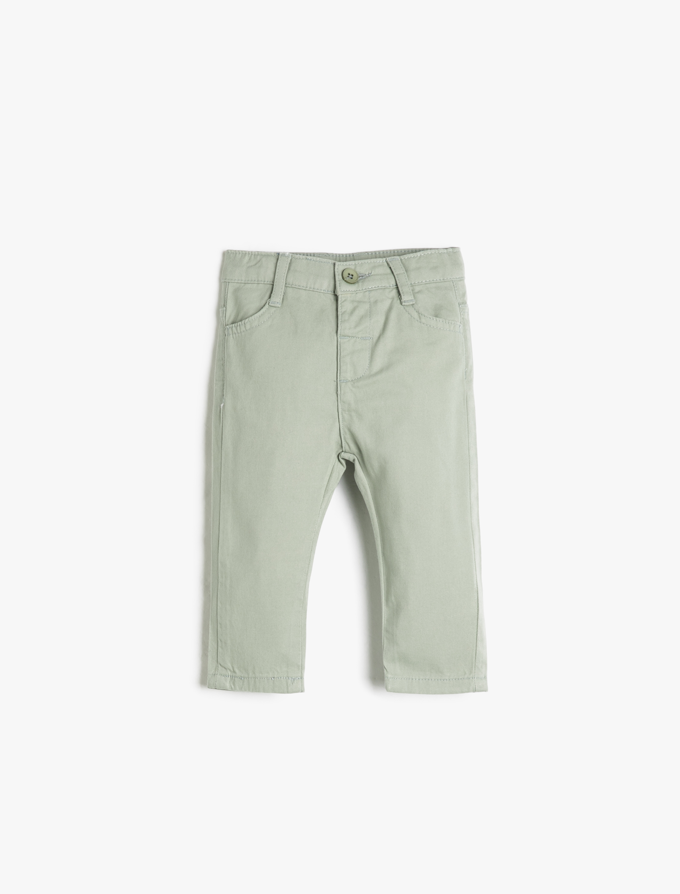 Koton Pantolon Slim Fit Cepli Pamuklu Beli Ayarlanabilir Lastikli. 1