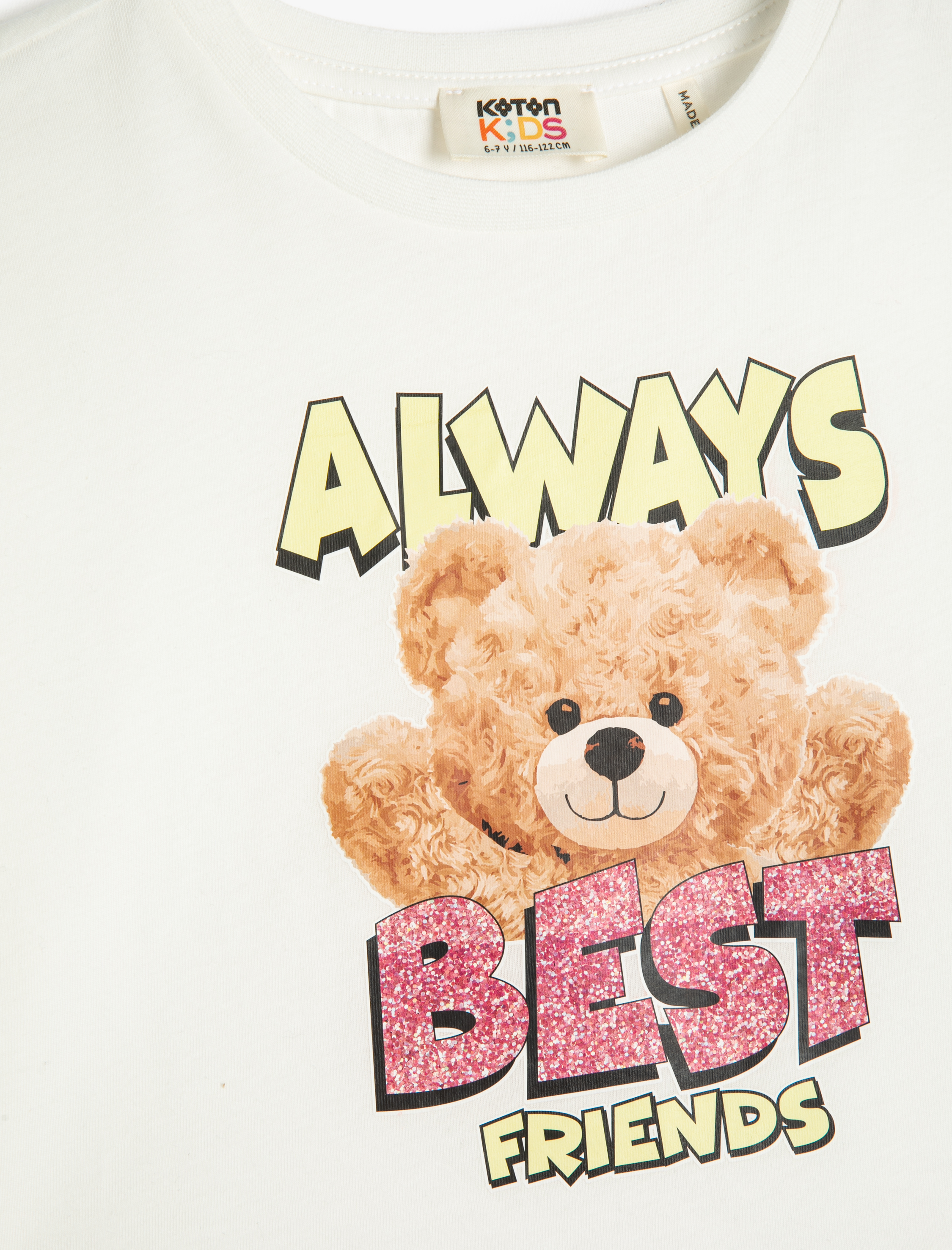  Kız Çocuk Crop Oversize Tişört Baskılı Kısa Kollu Bisiklet Yaka Pamuklu