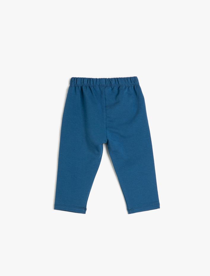 Erkek Bebek Tayt Beli Lastikli Baskı Detaylı Pamuklu