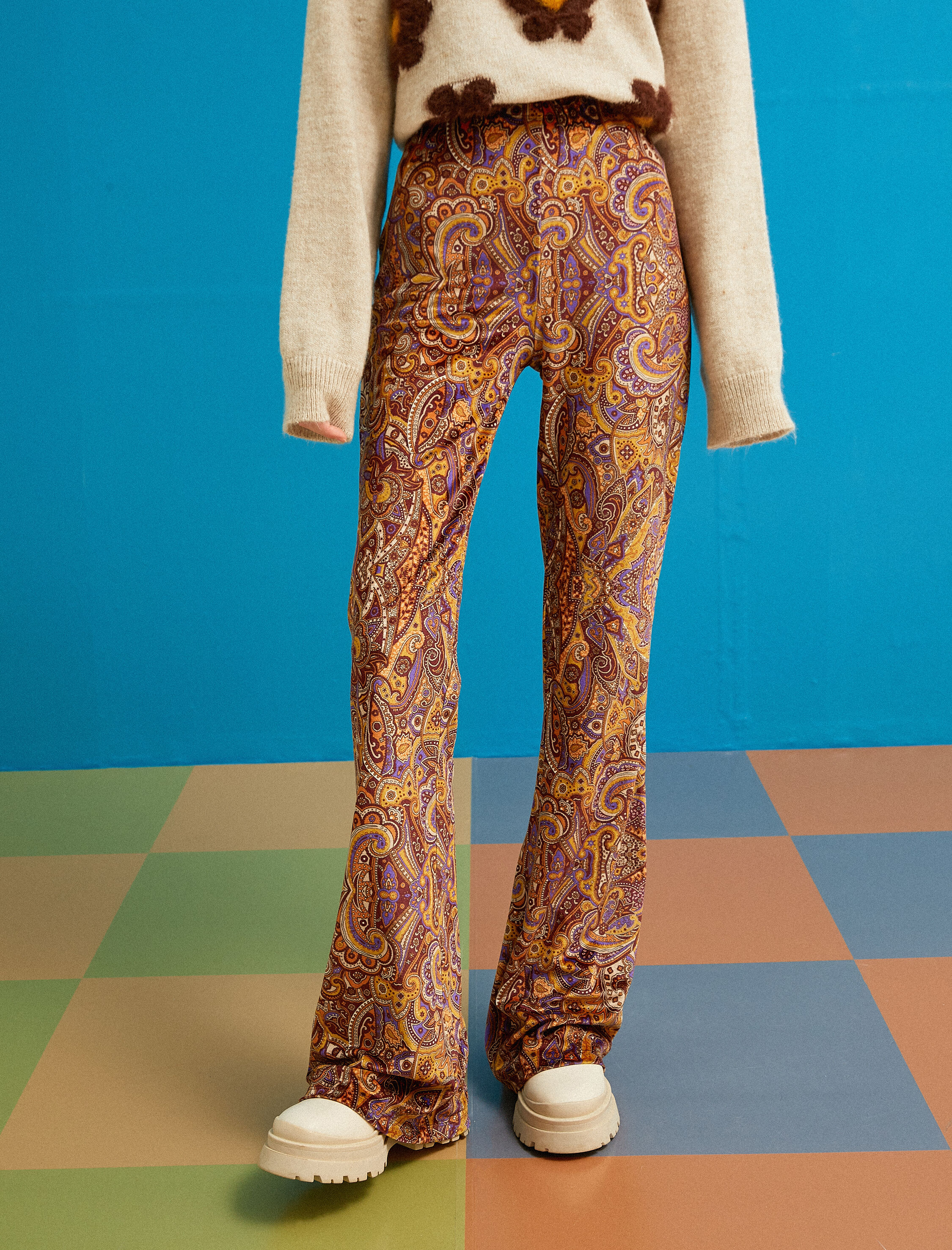   İspanyol Paça Pantolon Yüksek Bel