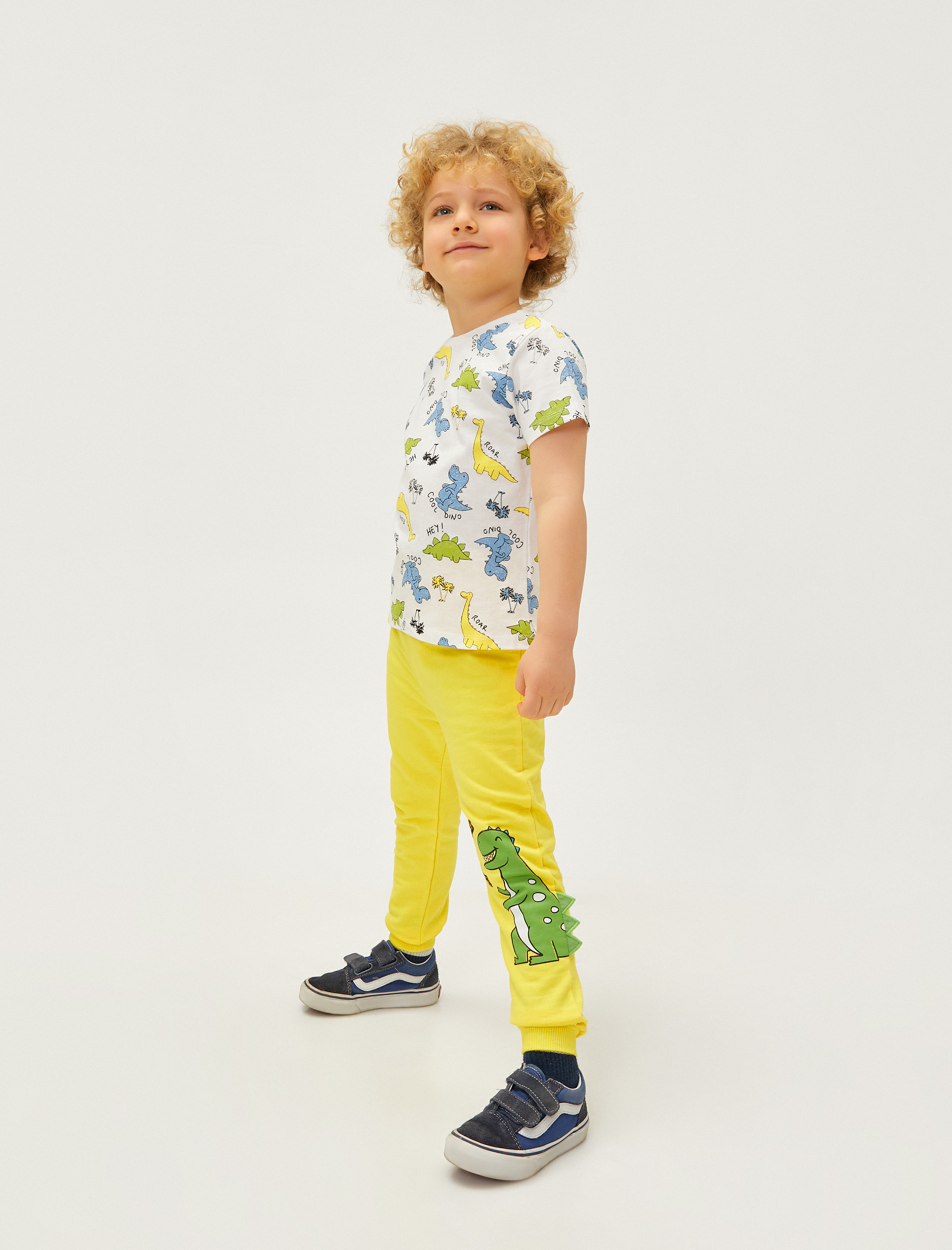  Erkek Bebek Jogger Eşofman Altı Dinozor Baskılı Aplike Detaylı Beli bağlamalı