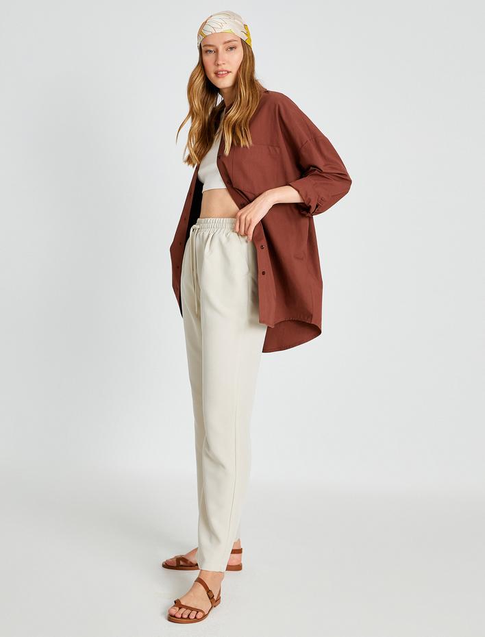  Bol Paça Pantolon Cepli Beli Bağlamalı