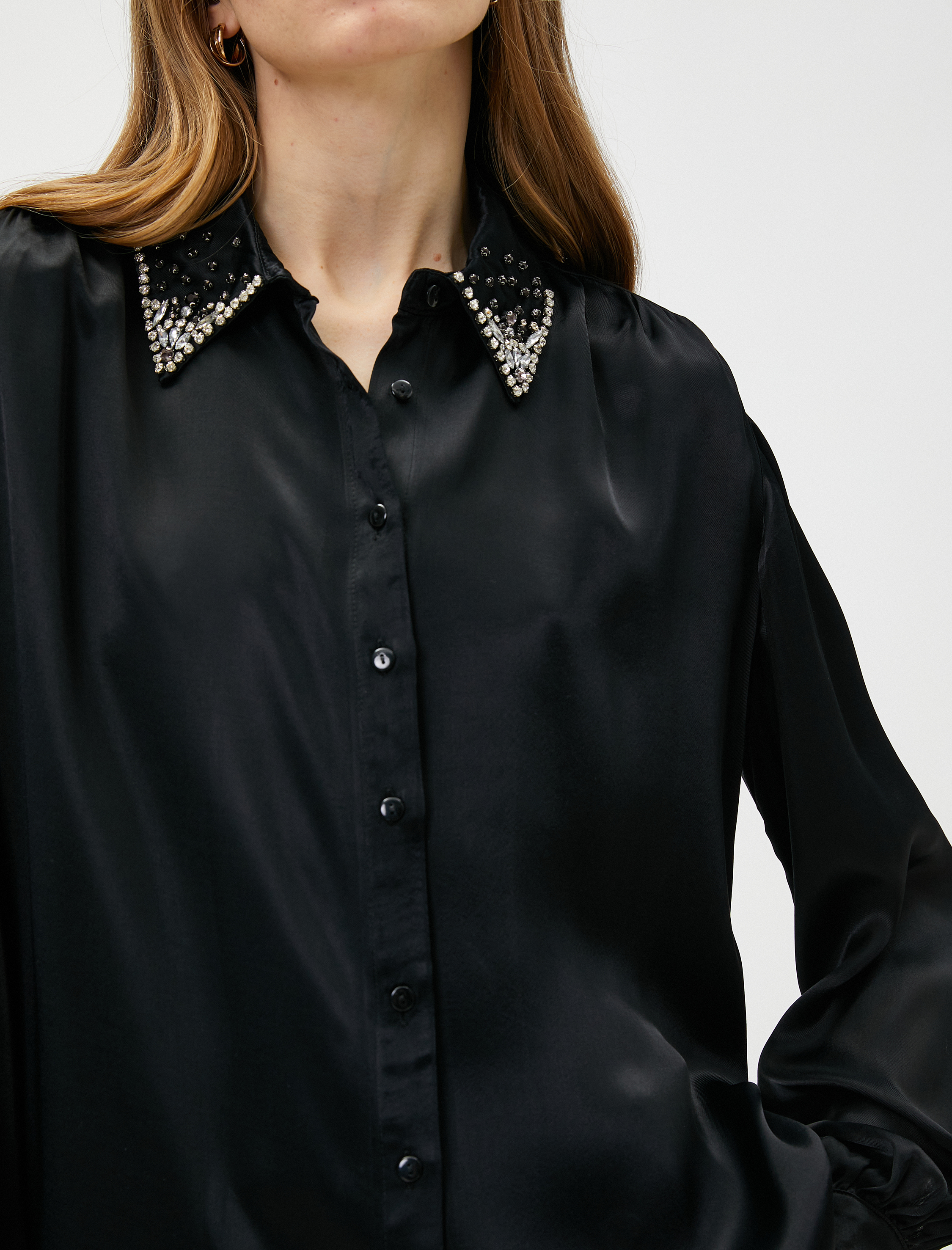   Taşlı Gömlek İpek Görünümlü