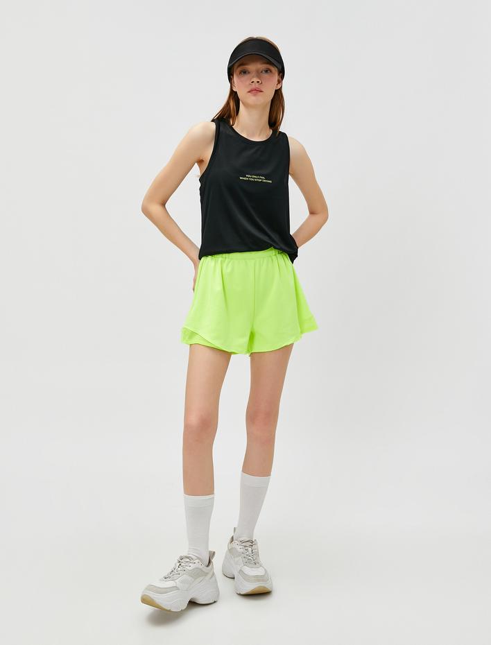  Kolsuz Tişört Slogan Baskılı Halter Yaka