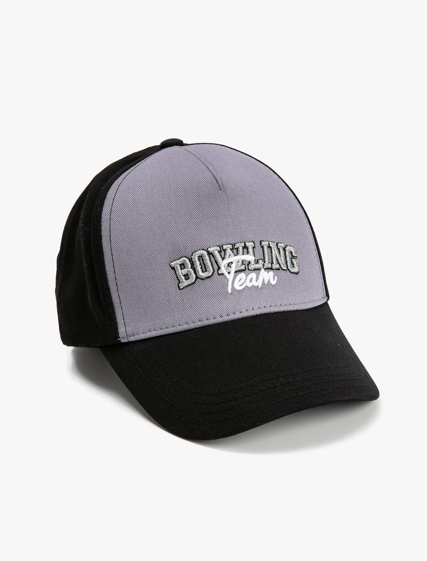  Erkek Kolej Kep Şapka Slogan İşlemeli Renk Bloklu