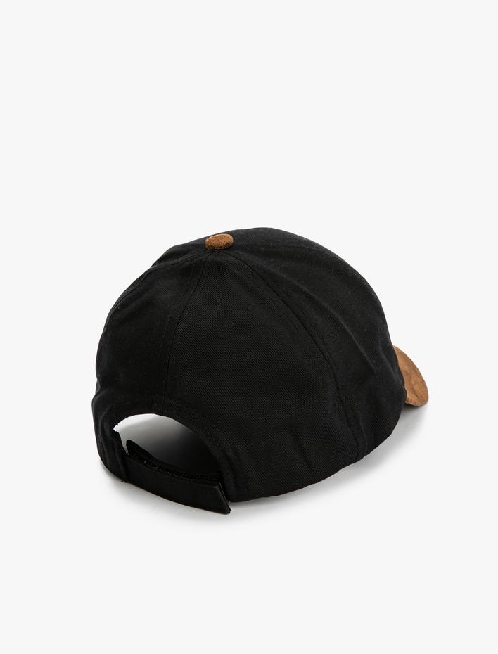 Erkek Kep Şapka Slogan İşlemeli Renk Bloklu