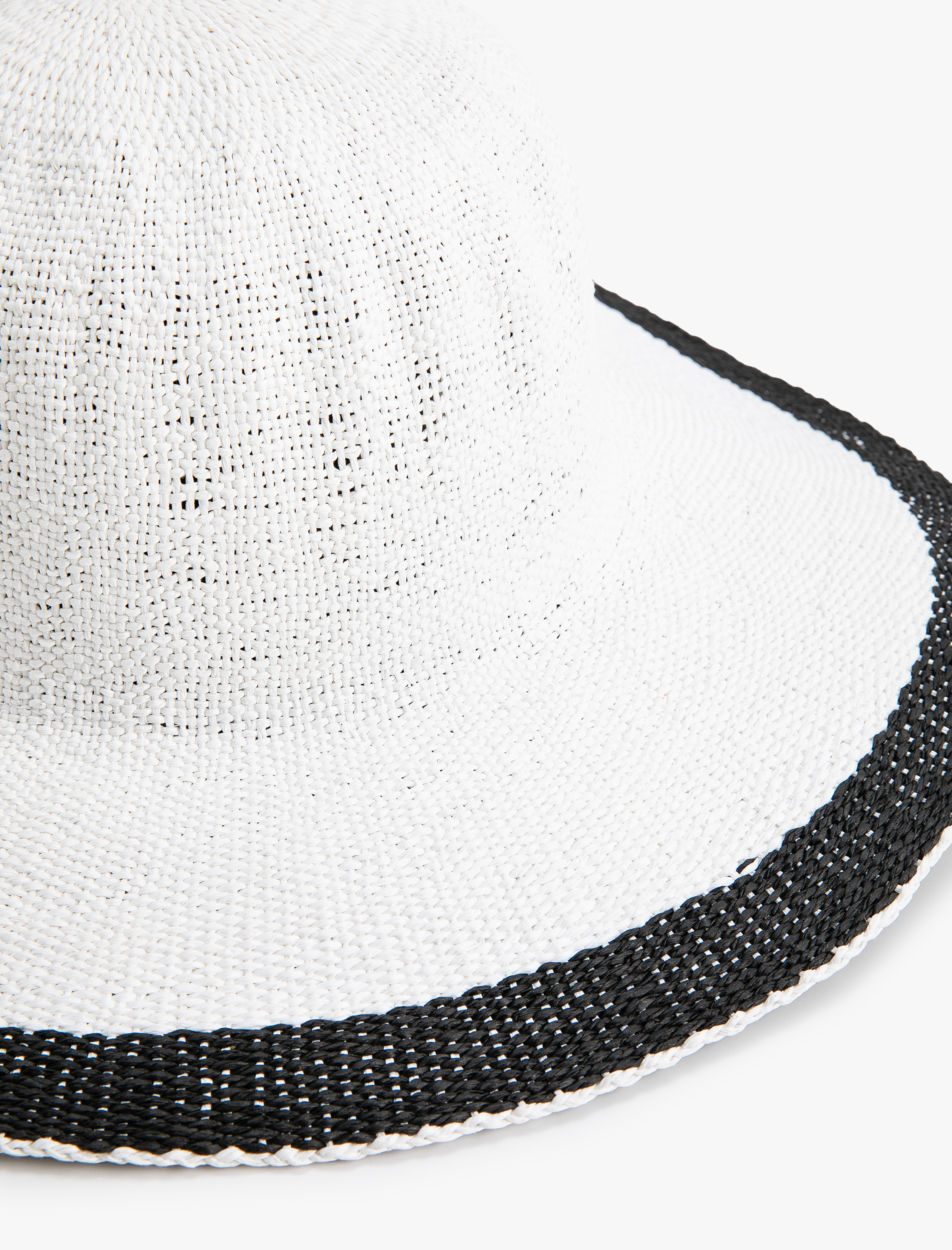  Kadın Hasır Şapka Fötr Dokulu Şerit Detaylı