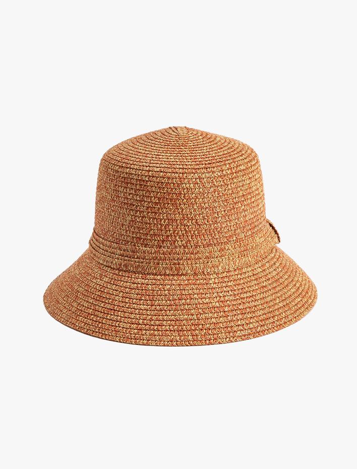 Kadın Bucket Hasır Şapka Dokulu