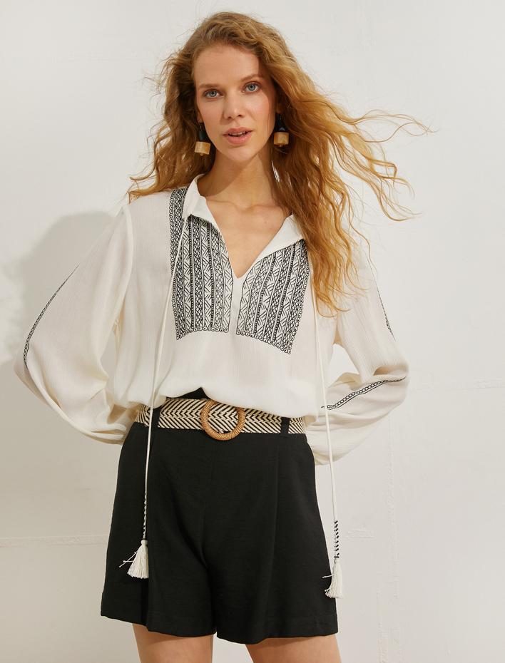  Kemerli Şort Rahat Kesim