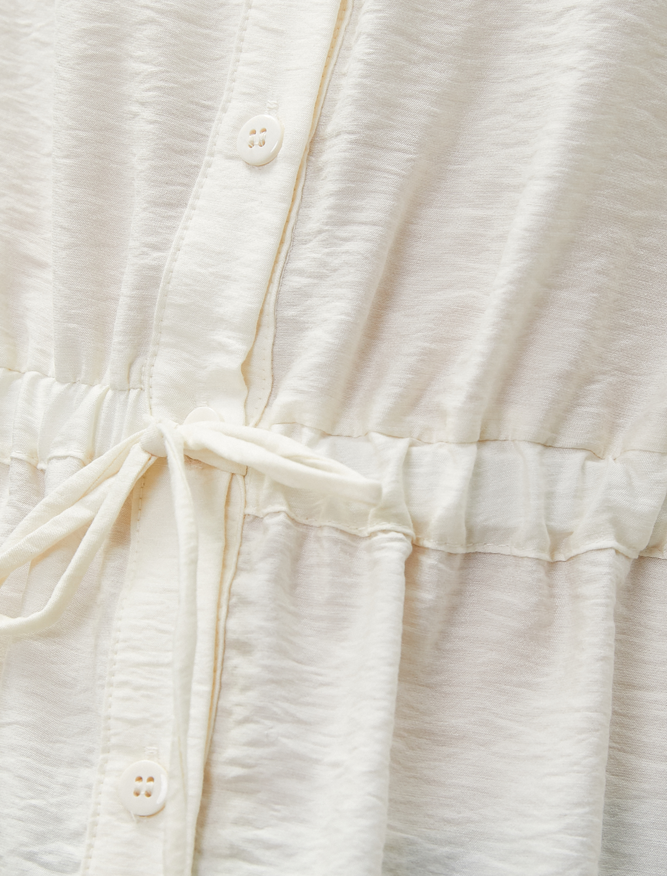   Balon Kollu Bluz Düğmeli Beli Bağlamalı Bisiklet Yaka