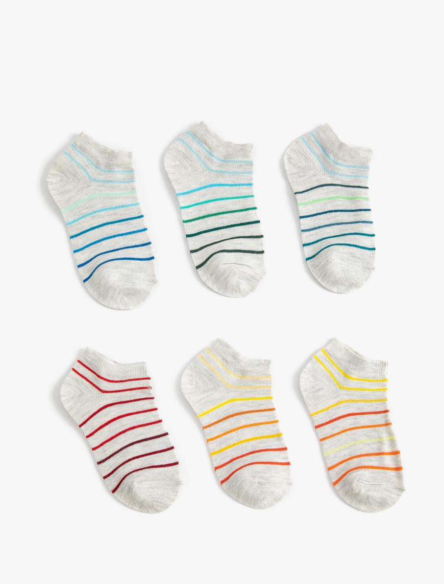  Erkek Çocuk 6’lı Çok Renkli Çizgili Pamuk Karışımlı Çorap Seti