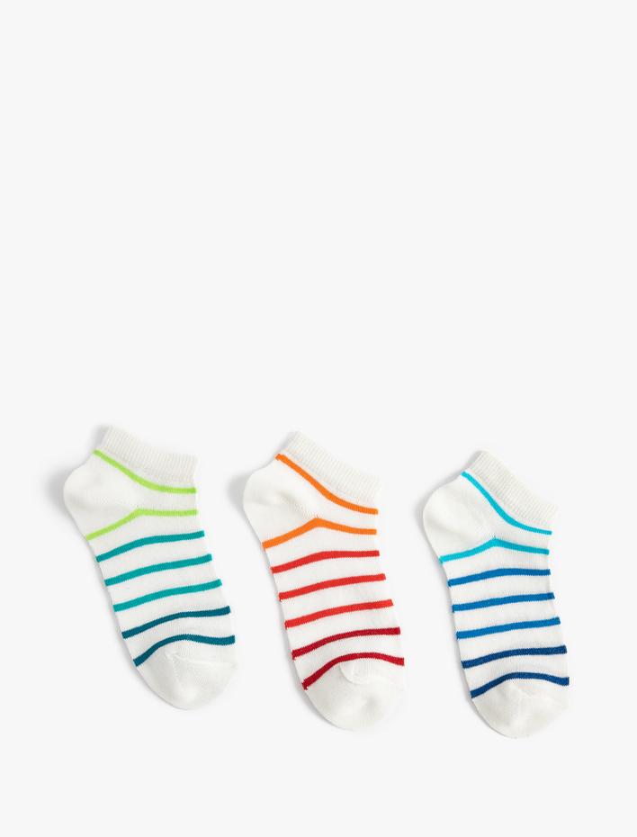 Erkek Çocuk 3’lü Çok Renkli Çizgili Pamuk Karışımlı Çorap Seti