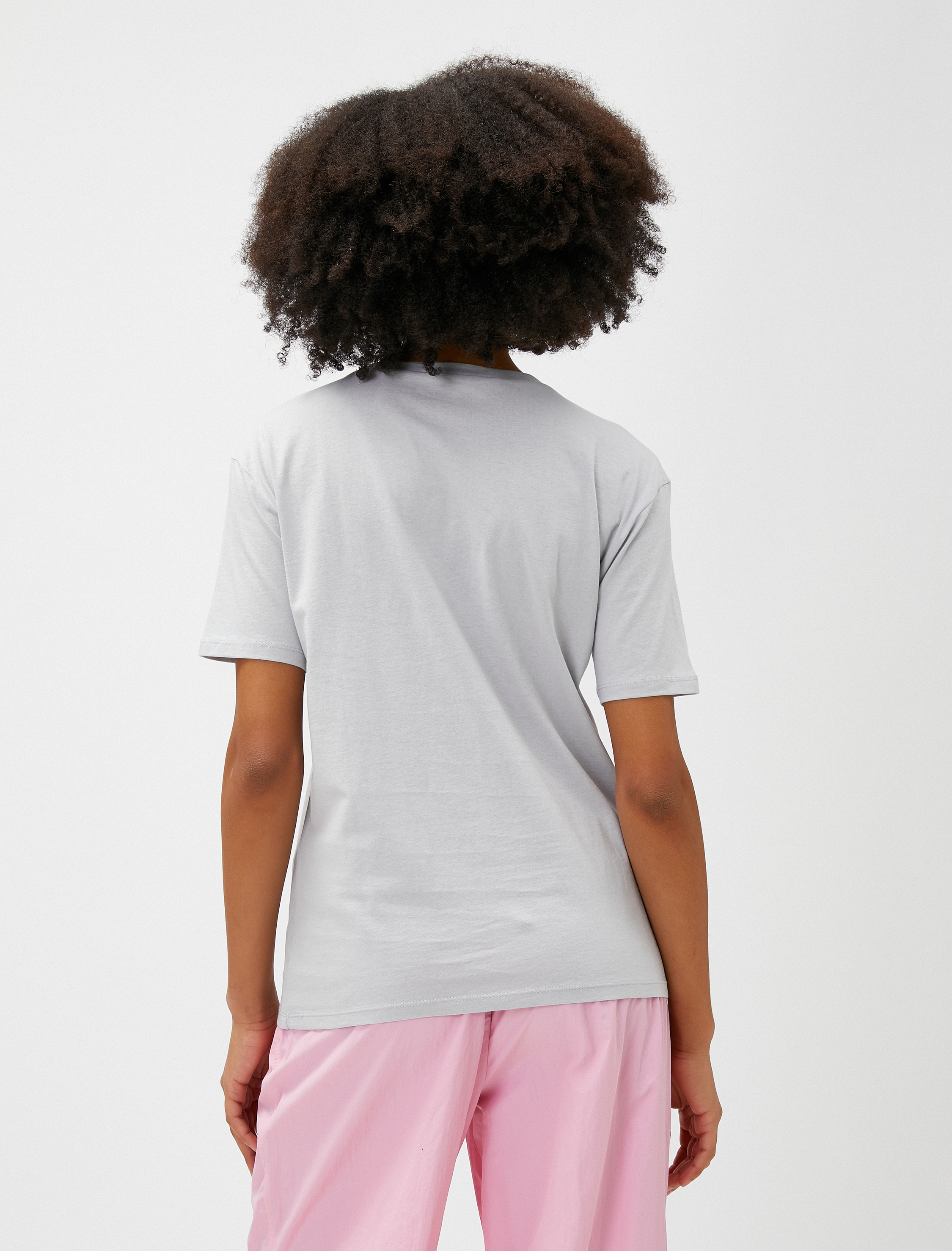   Baskılı Tişört Pamuklu Kısa Kollu Bisiklet Yaka