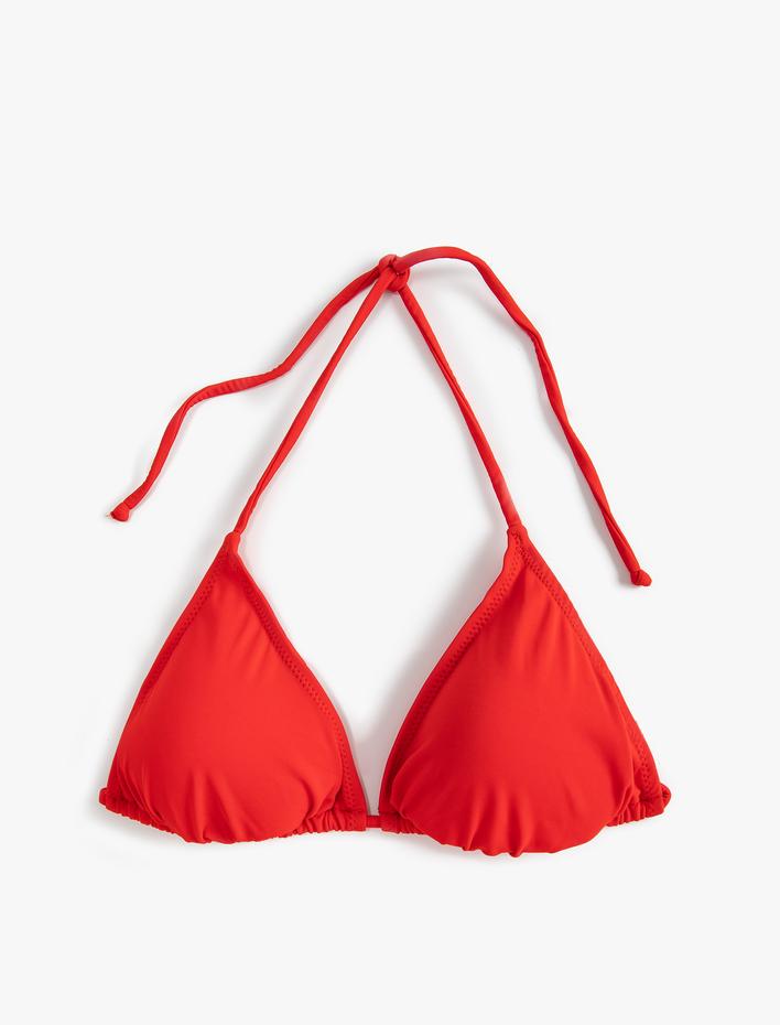  Üçgen Bikini Üstü Boyundan Bağlamalı Kaplı